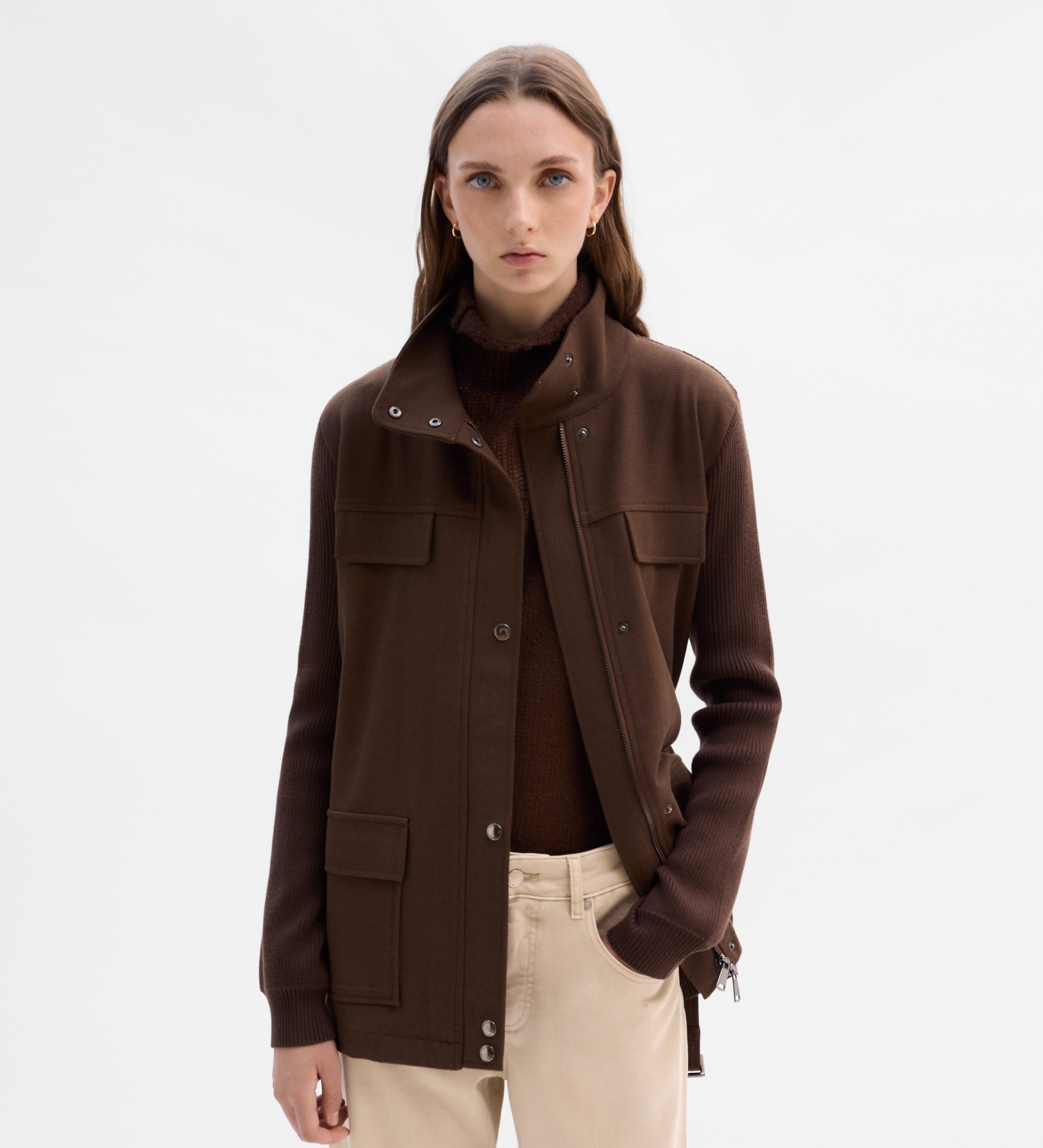 Veste bi-matière ceinture