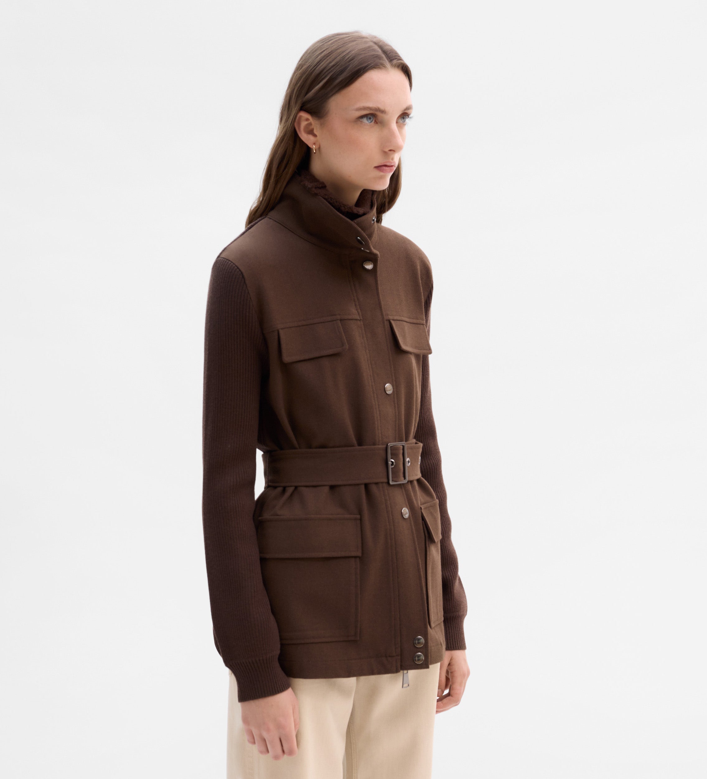 Veste bi-matière ceinture