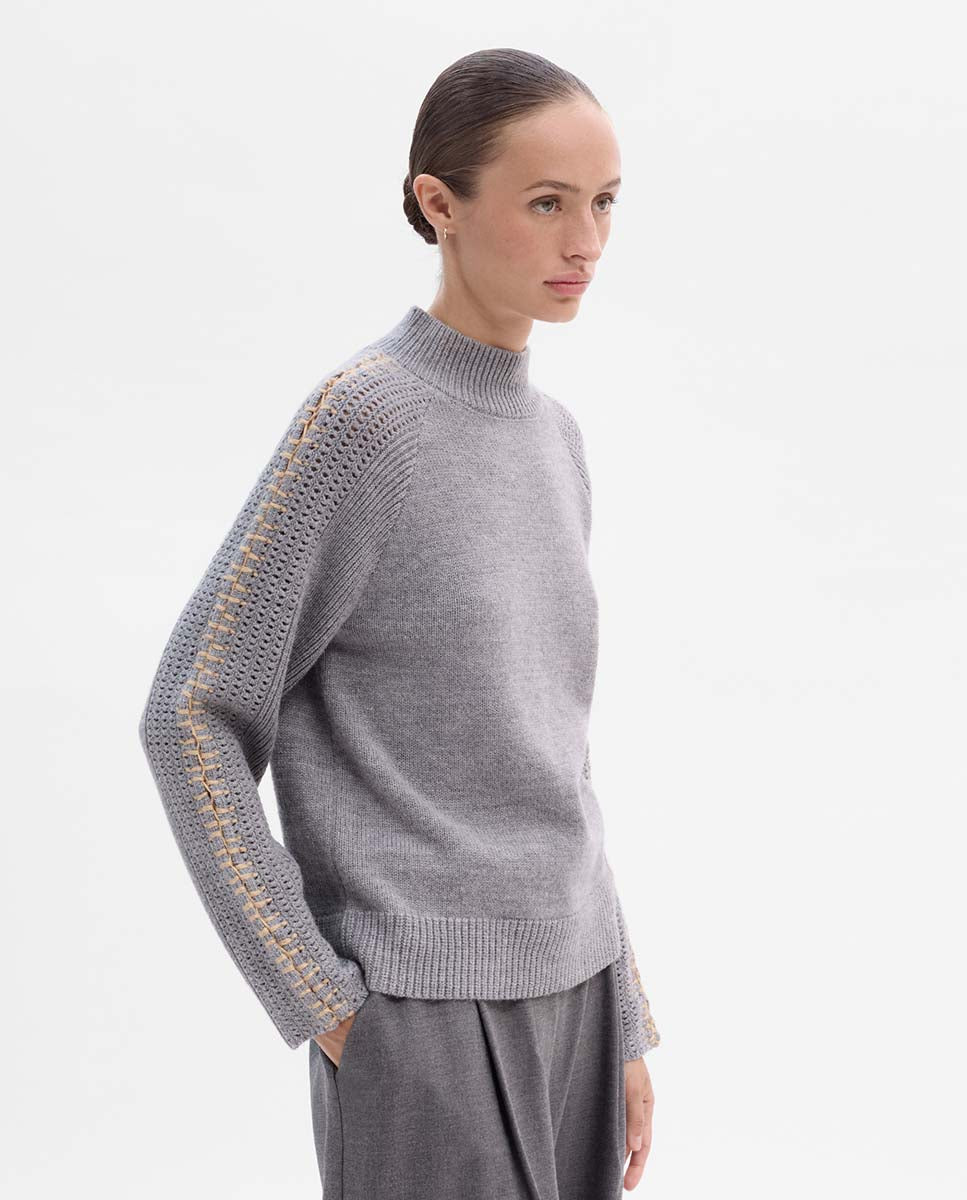 Jersey knit with contrast stitching