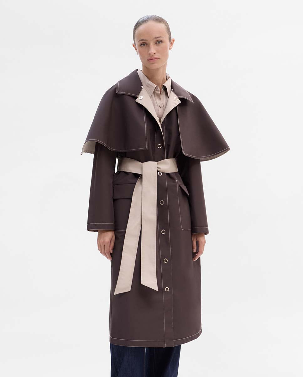 Reversible cape trench coat