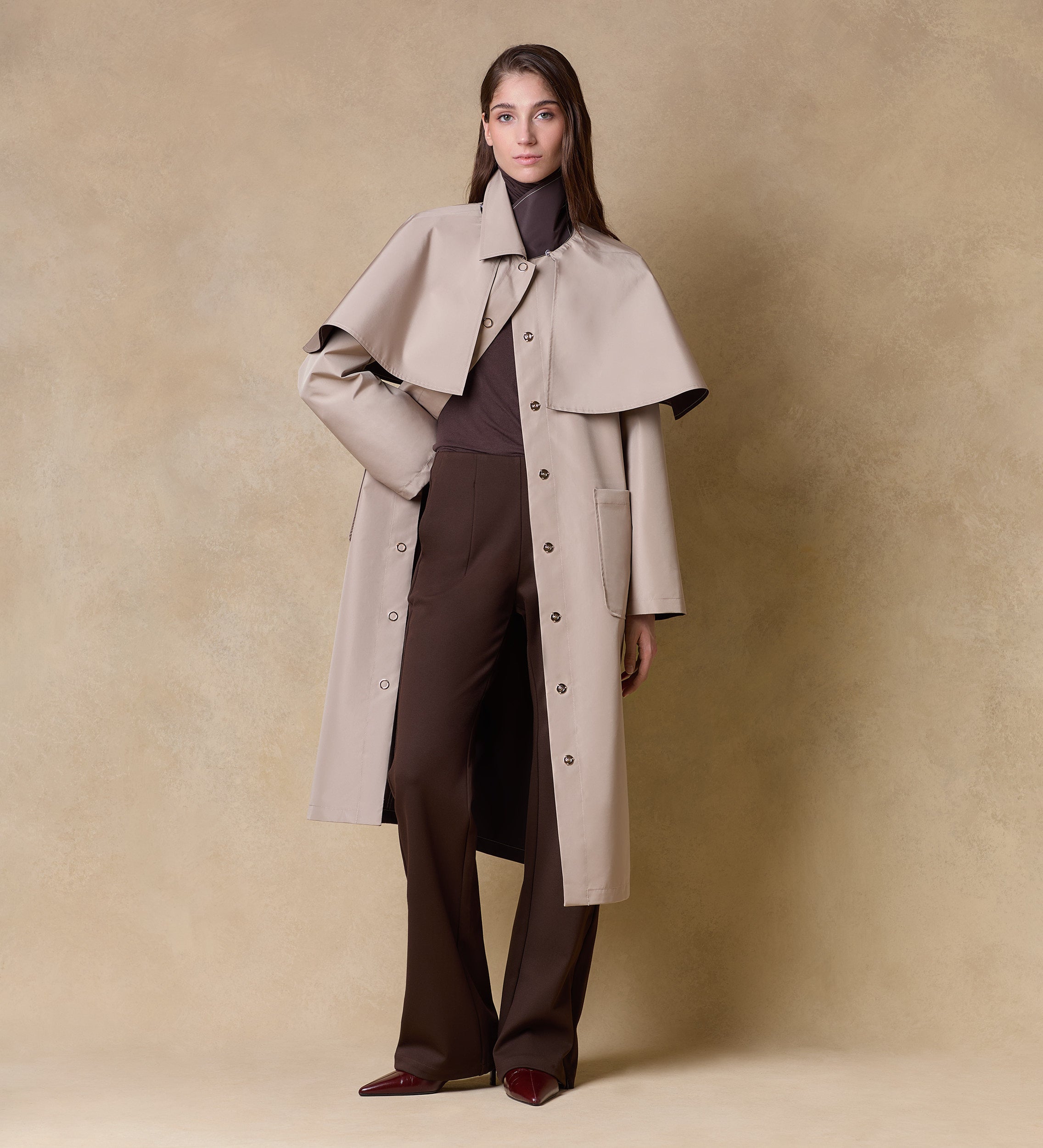 Trench-coat réversible à cape
