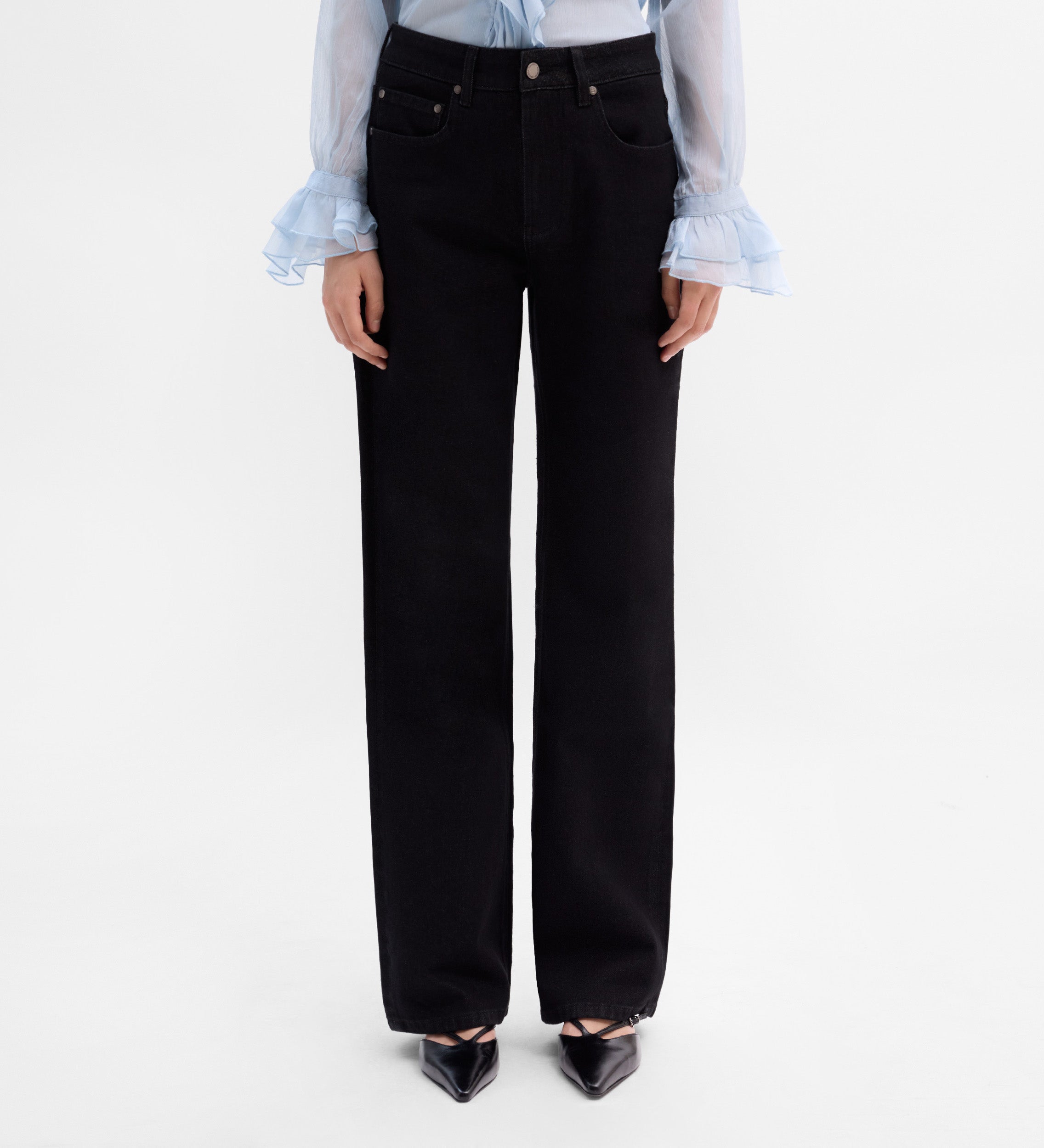 Straight cotton twill pants