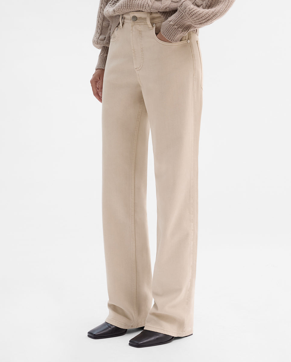 Pantalón recto sarga algodón