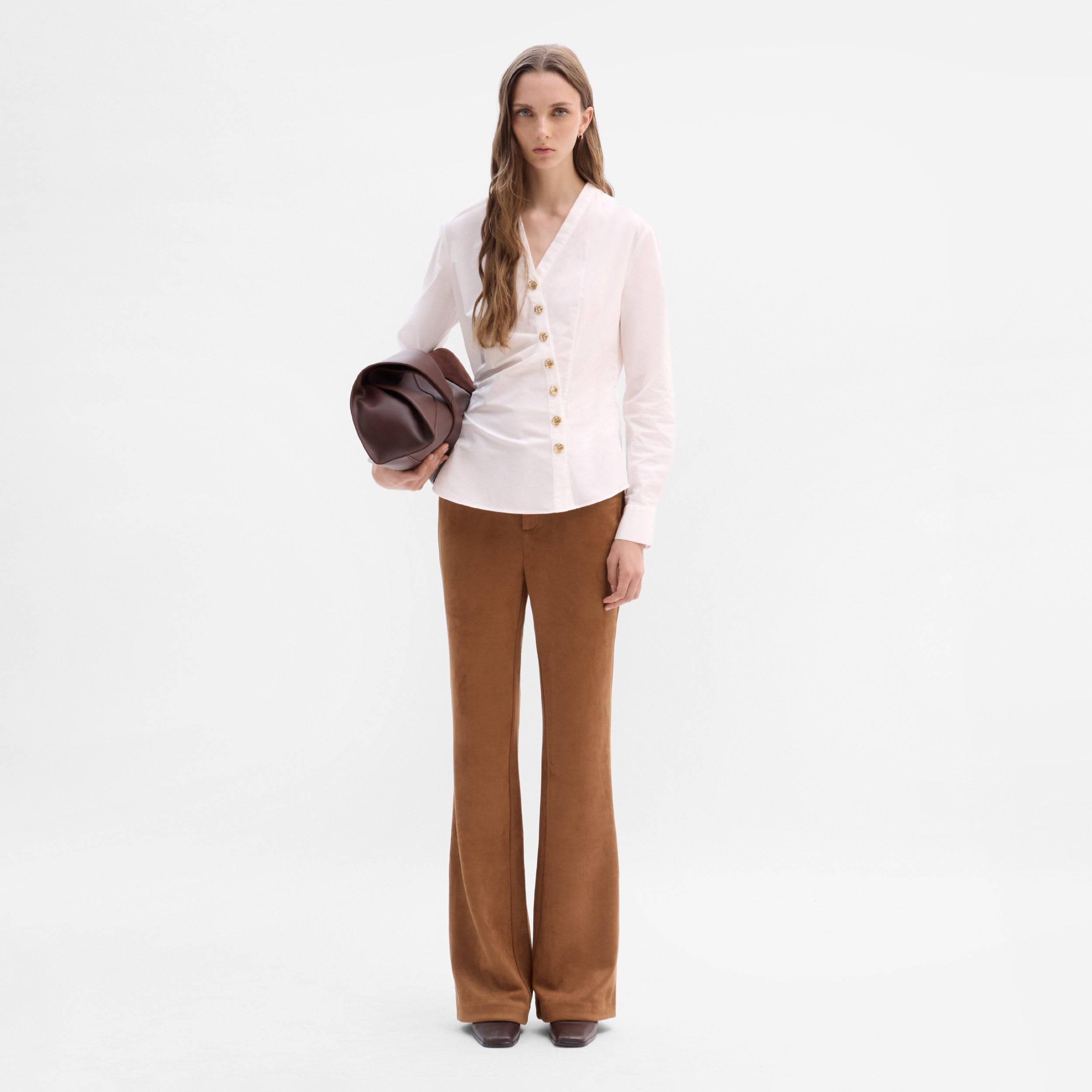 Pantalon évasé en daim