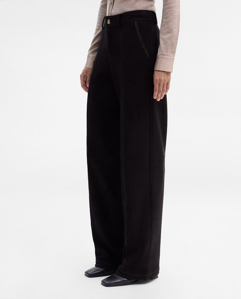 Suede pants with stitching