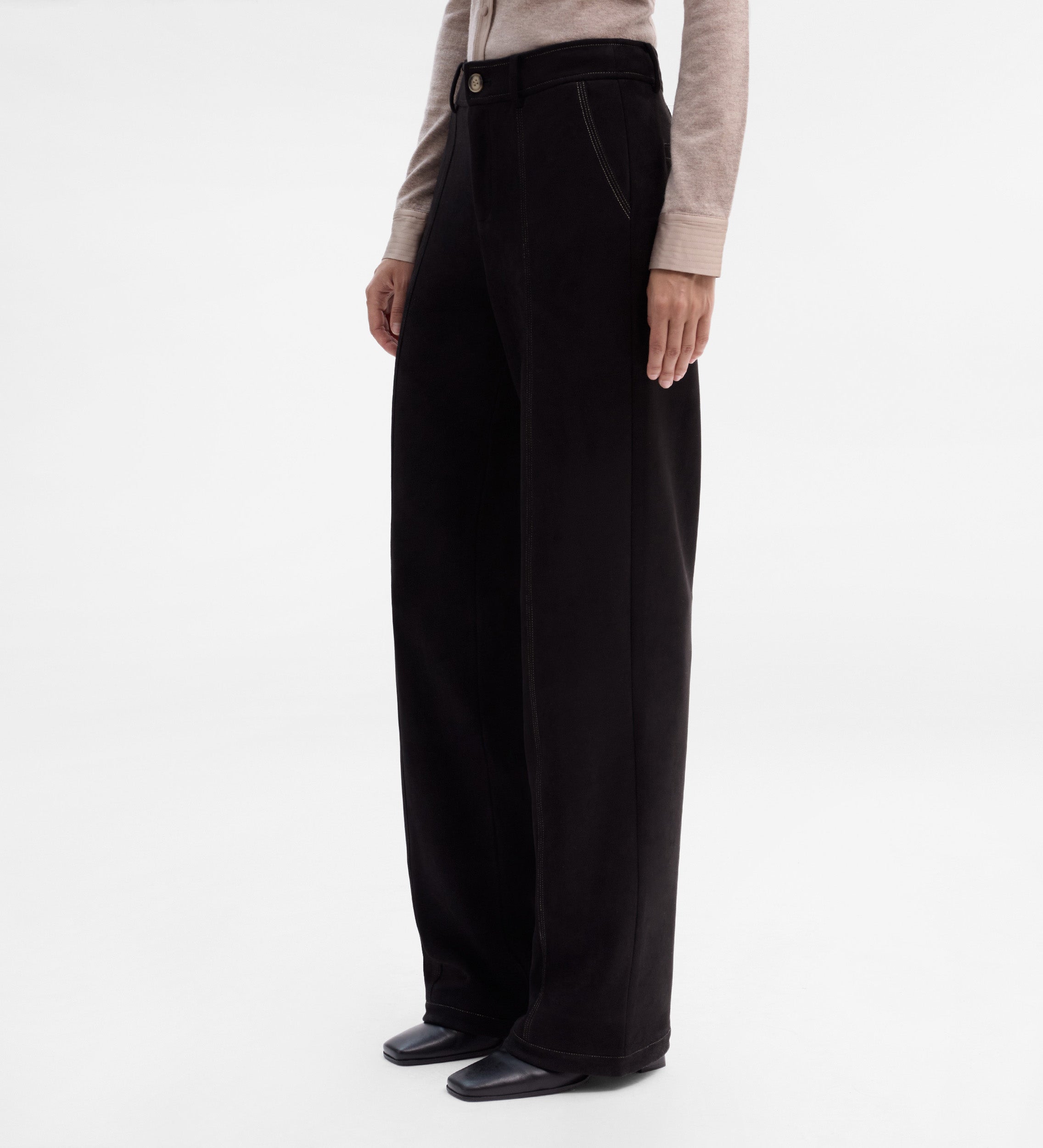 Suede pants with stitching