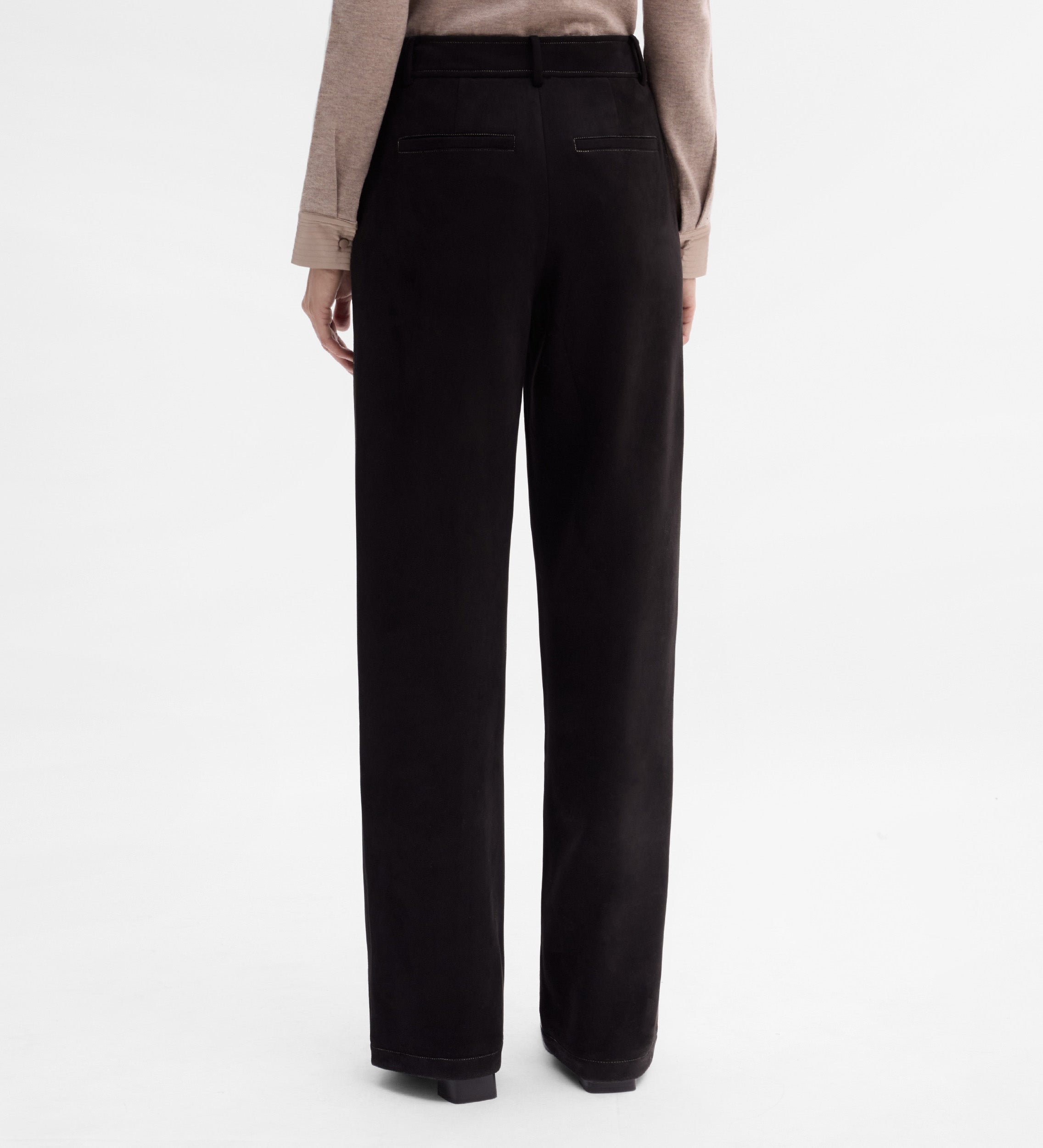 Suede pants with stitching
