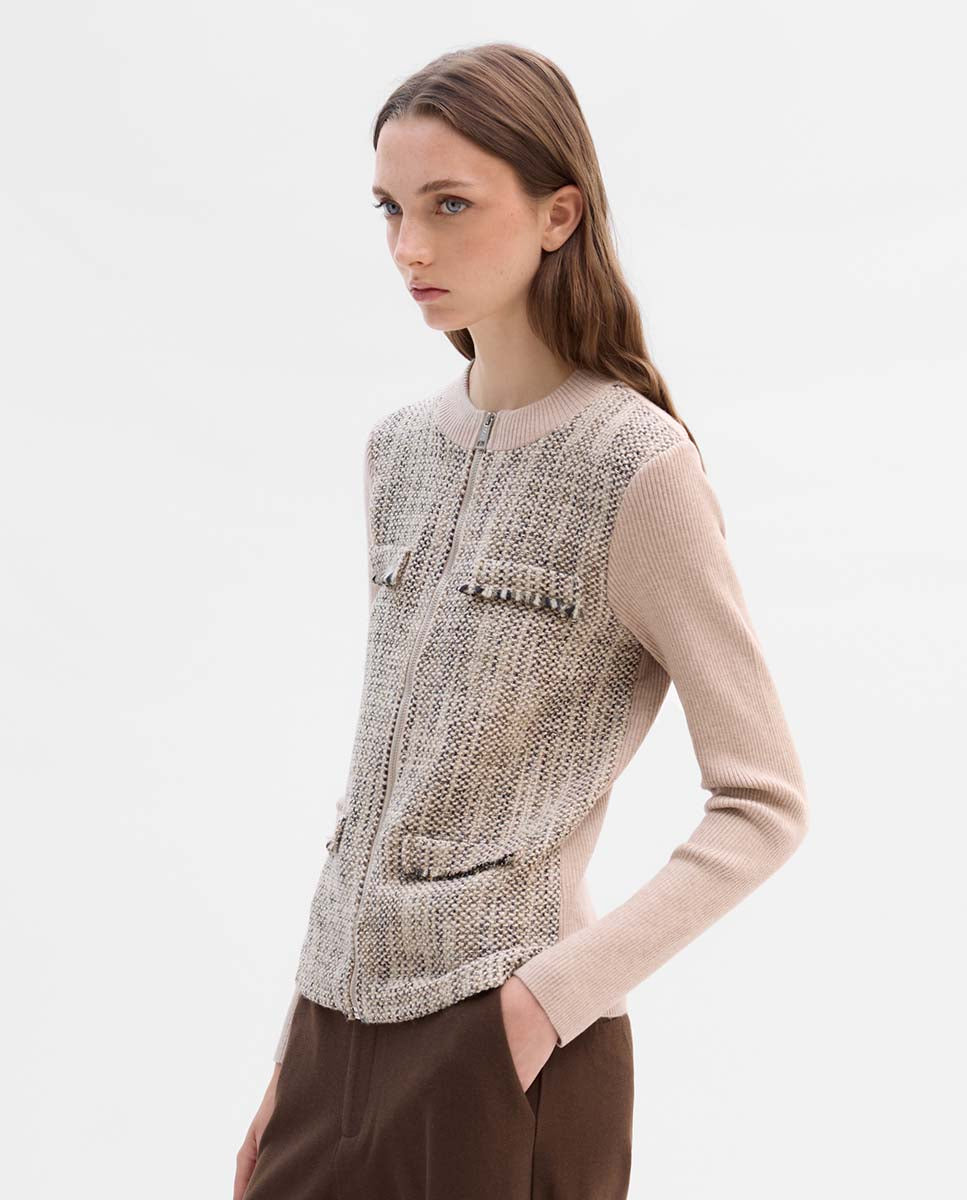Chaqueta de punto bimateria