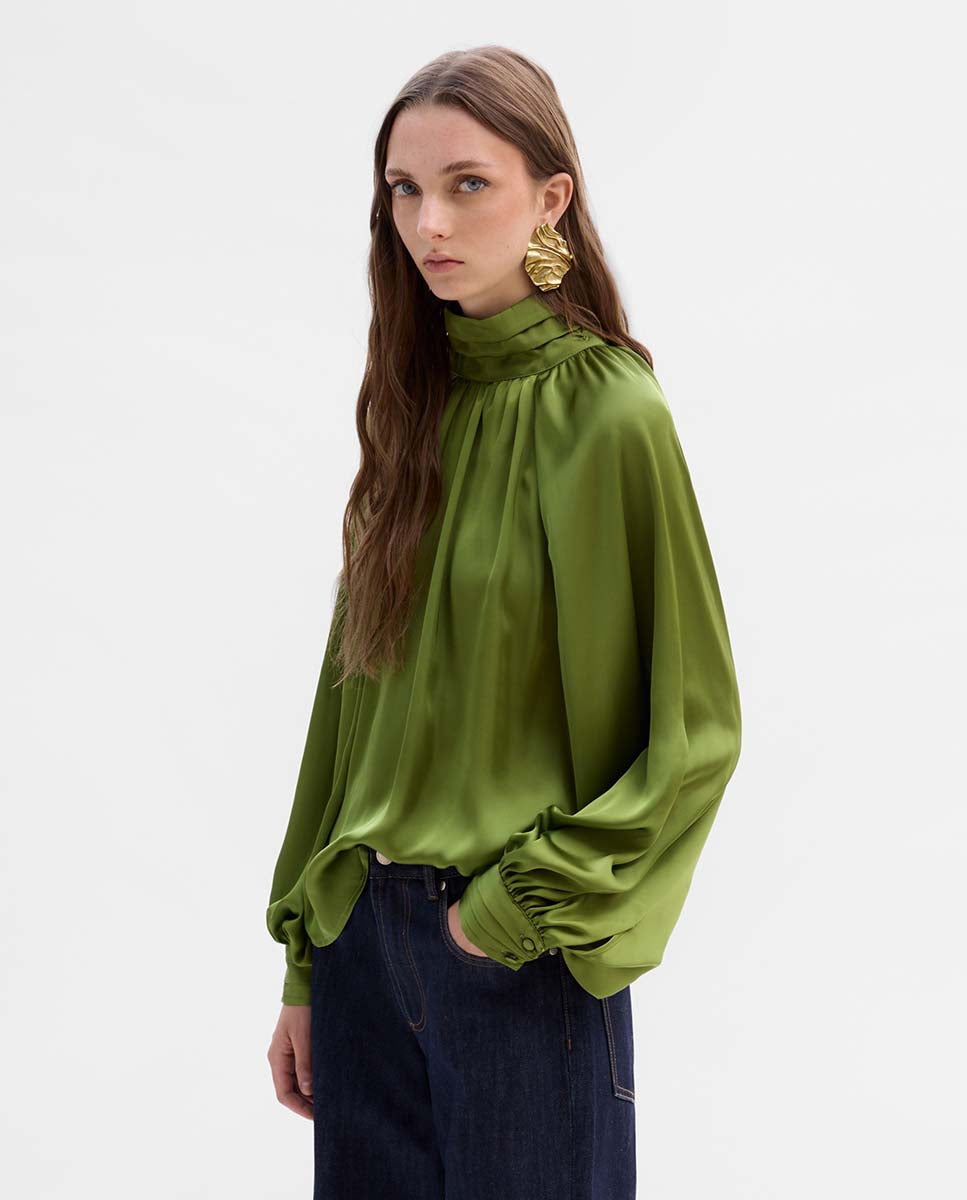 Flowing high-neck blouse