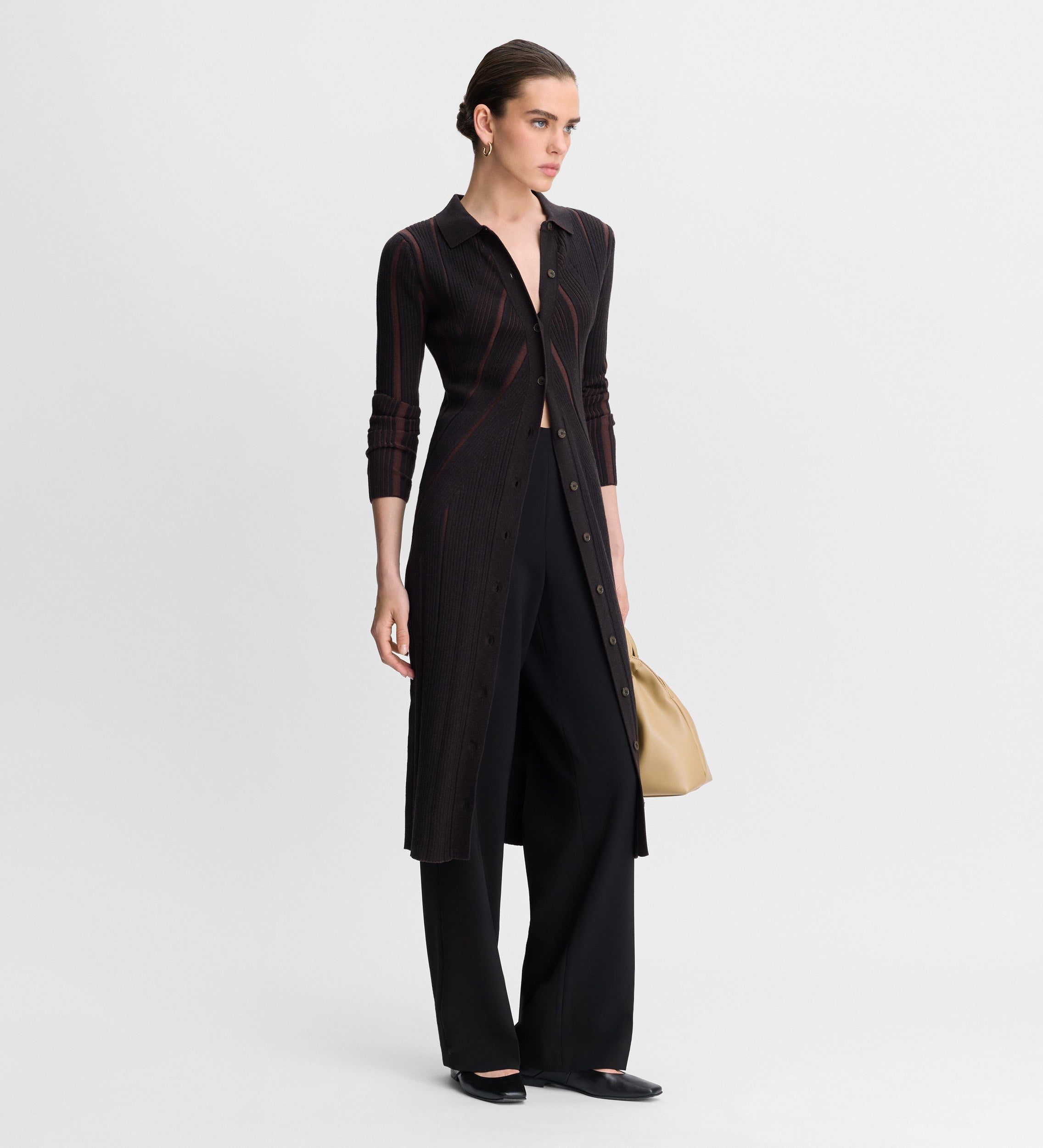 Long ribbed cardigan