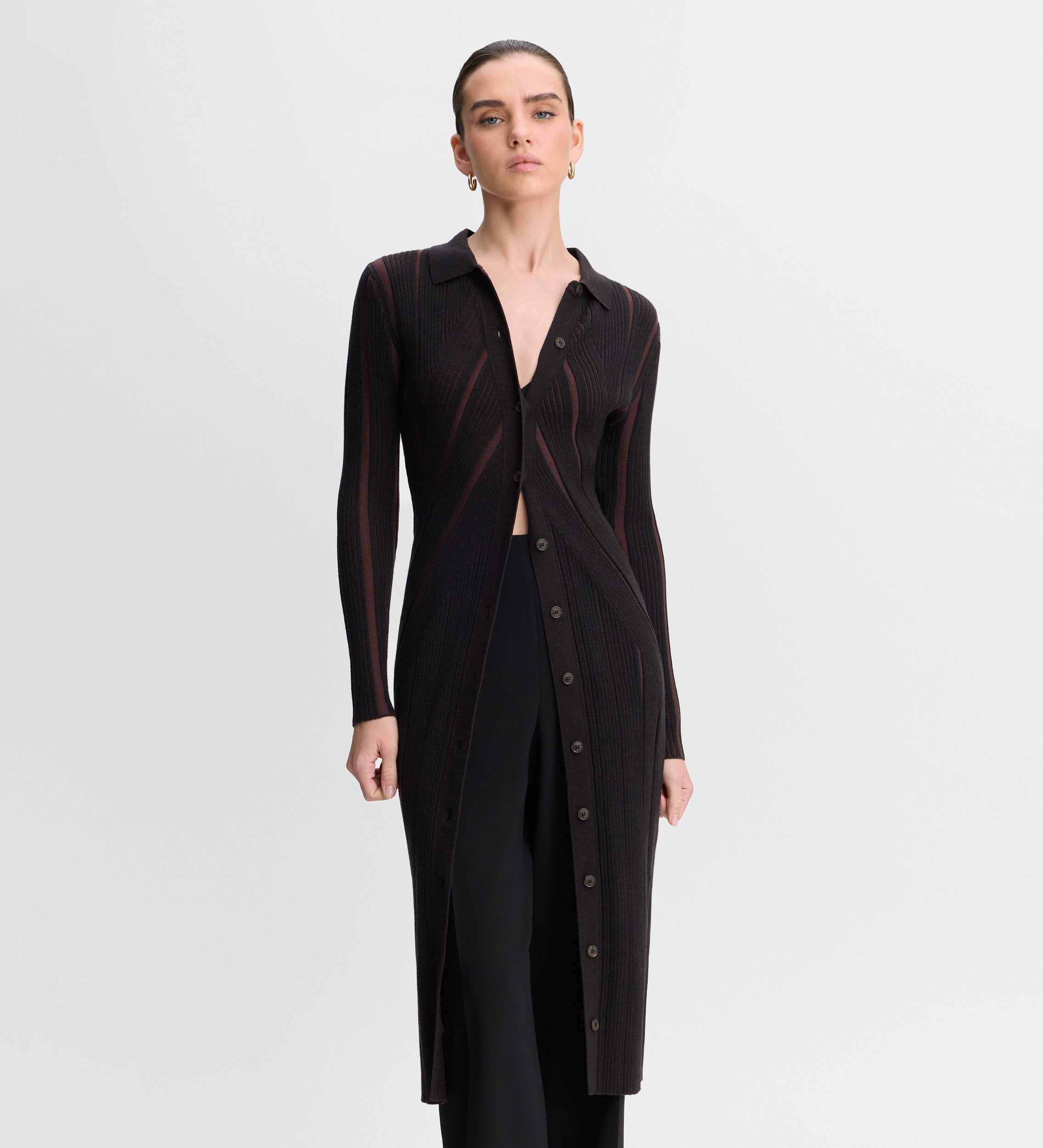 Long ribbed cardigan