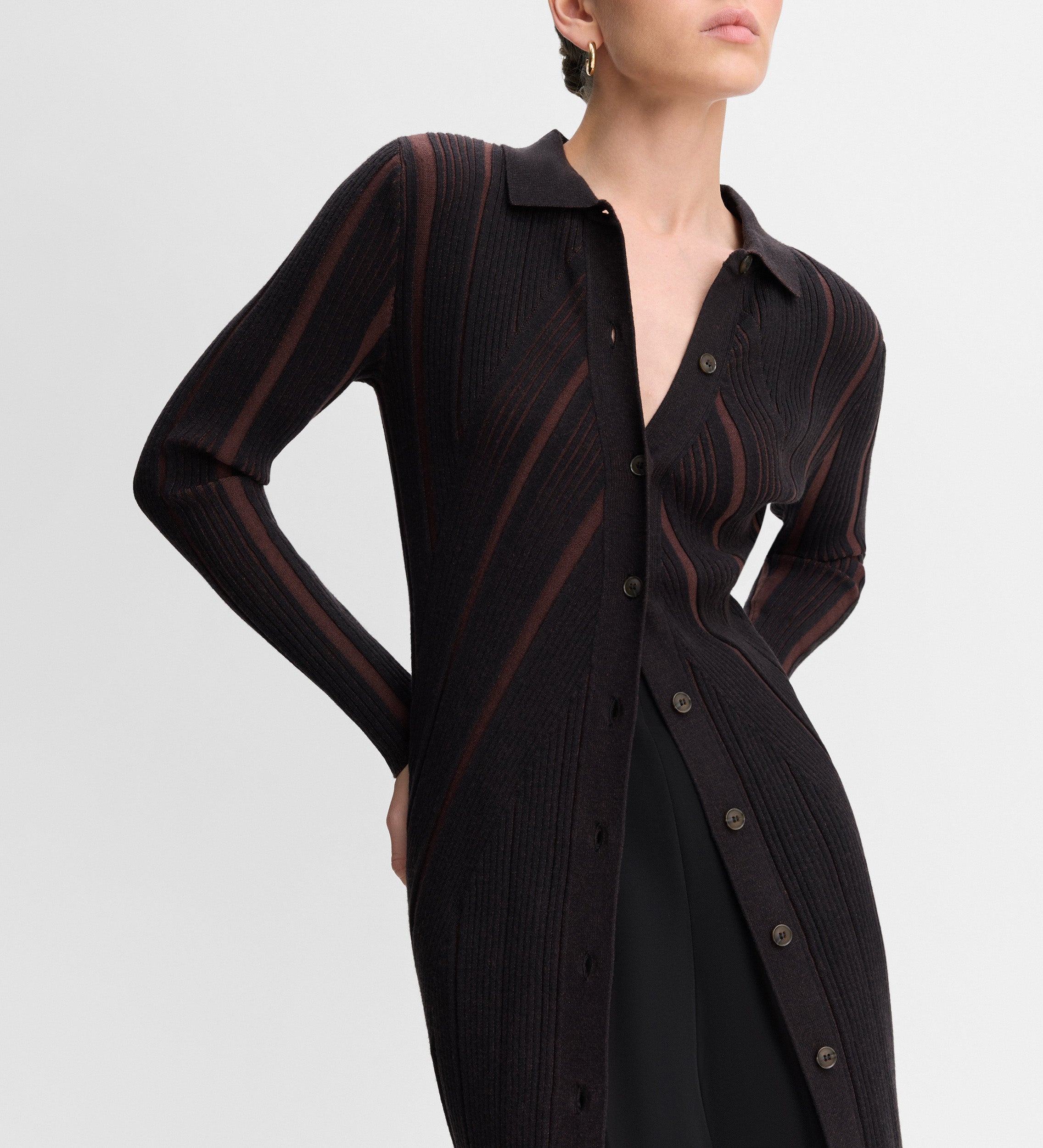 Long ribbed cardigan