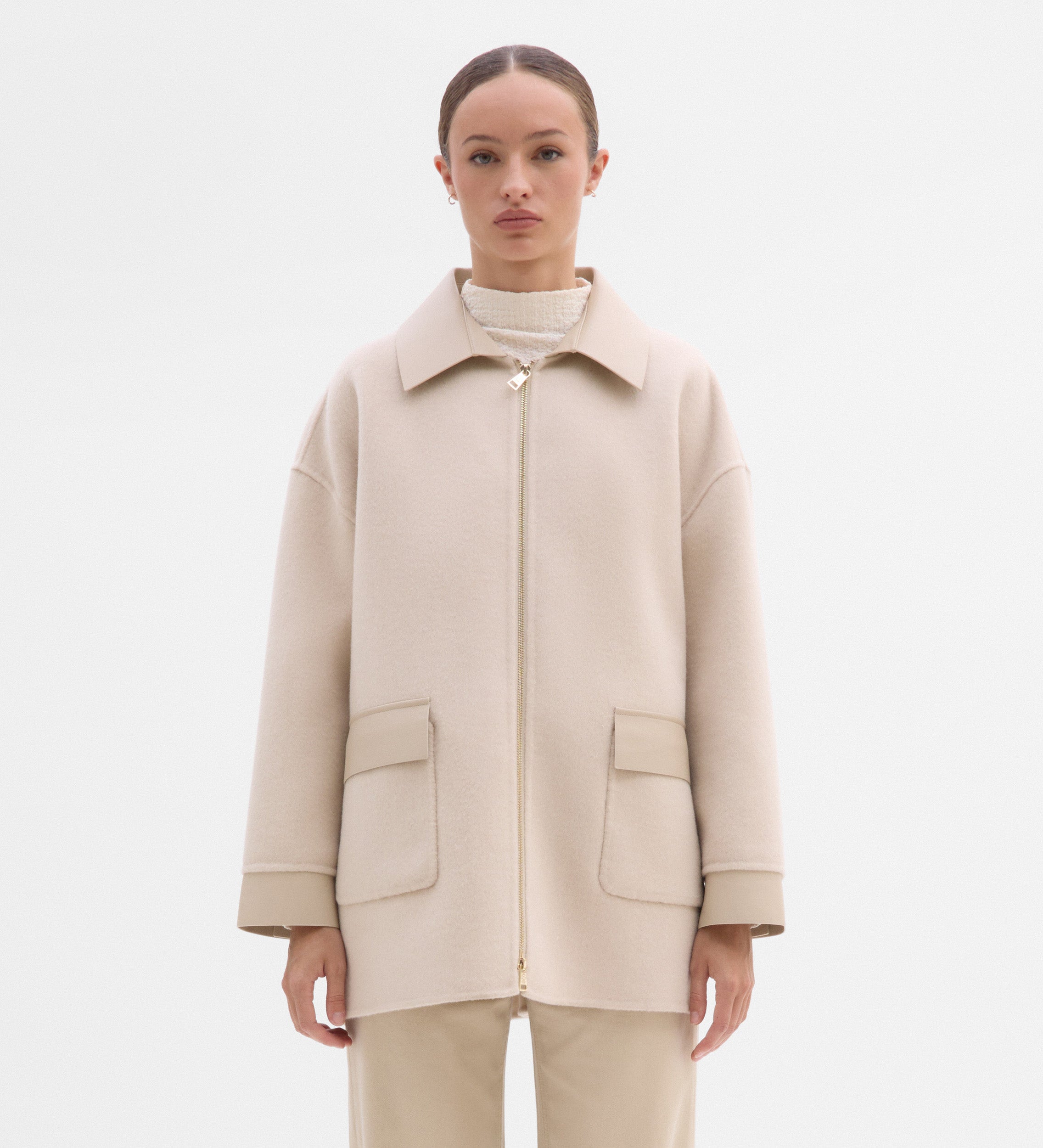 Veste laine bi-matière