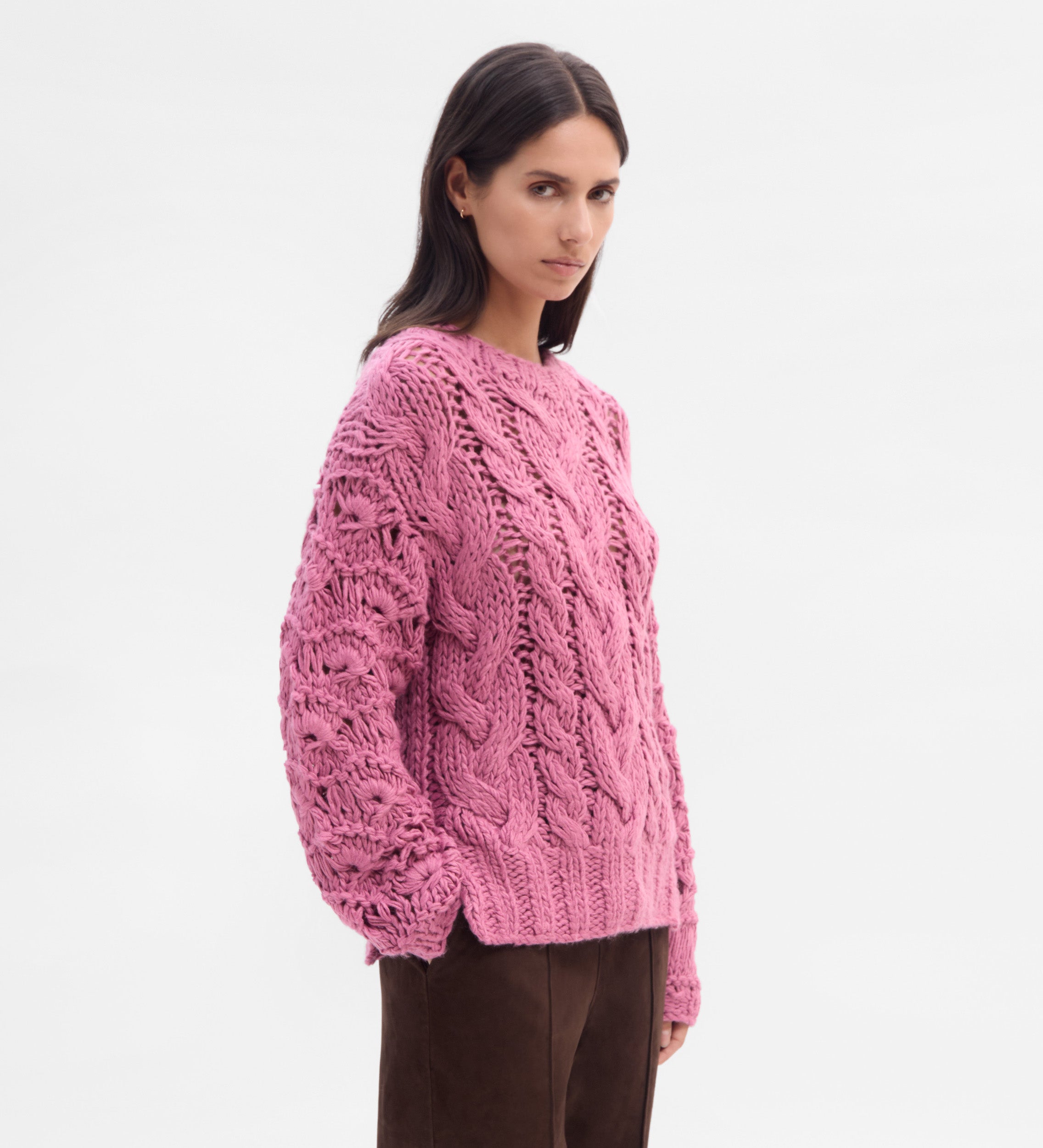 Pull tressé à main