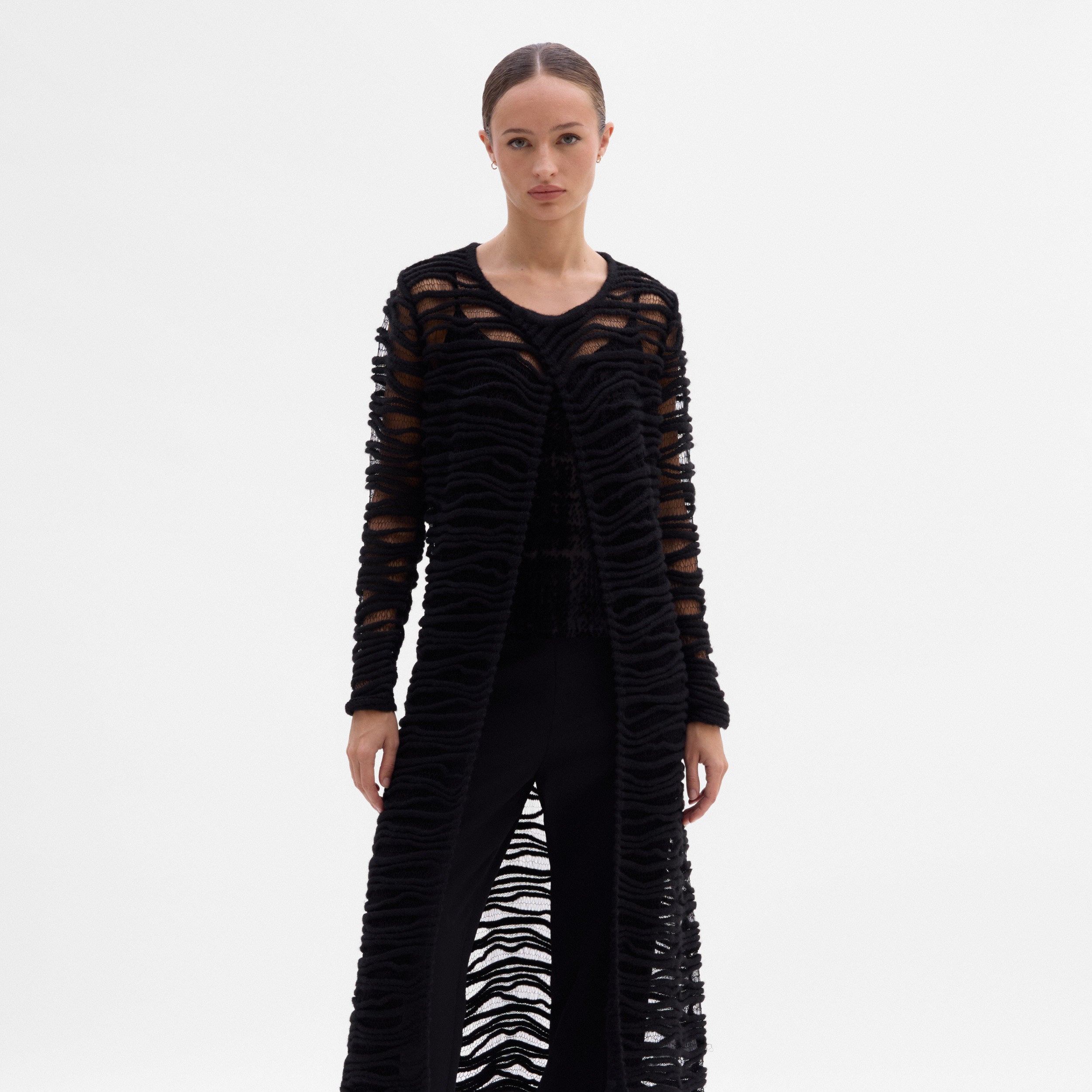 Chaleco largo punto fantasía