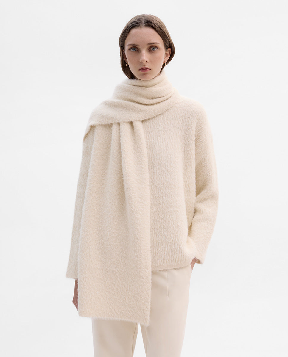Fur effect scarf sweater