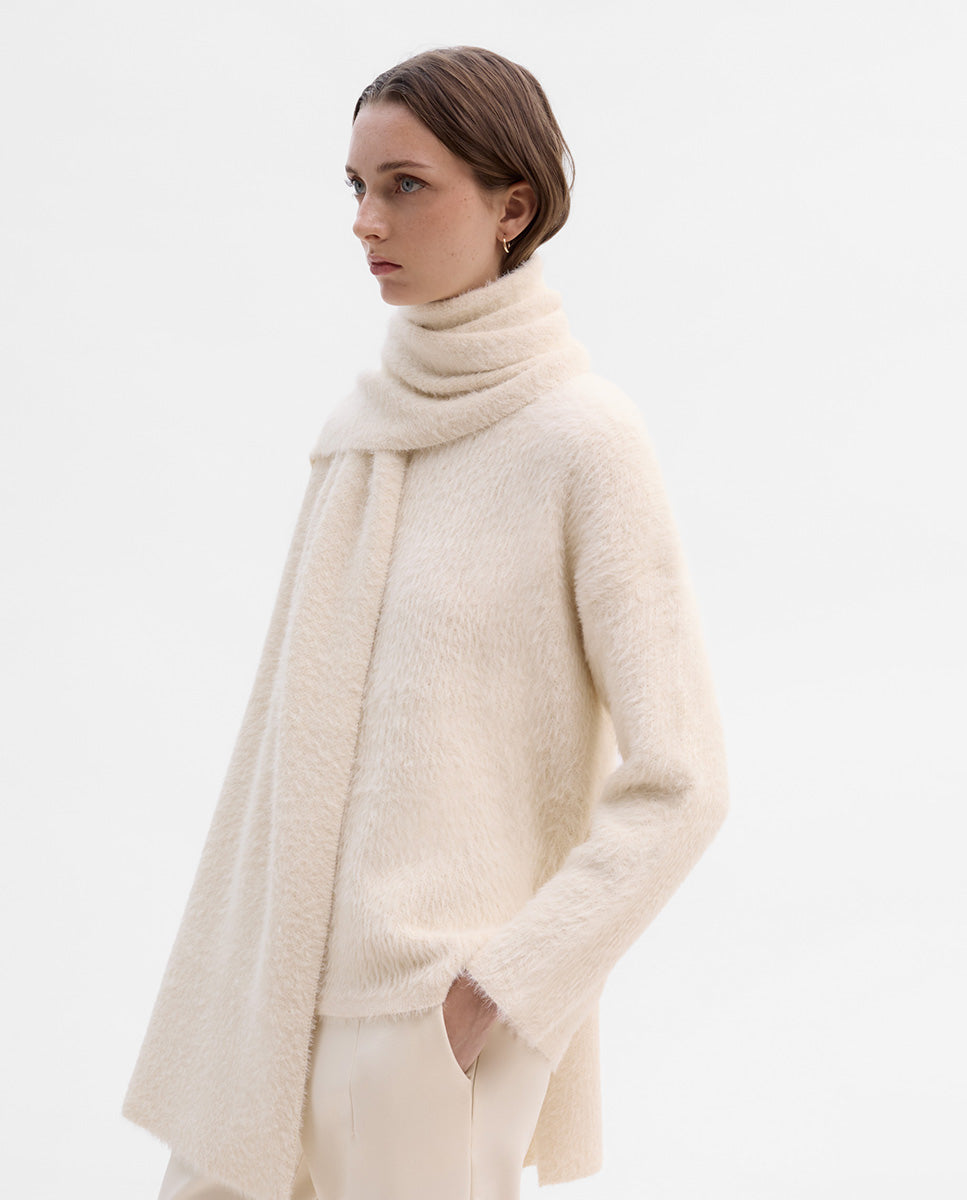 Fur effect scarf sweater