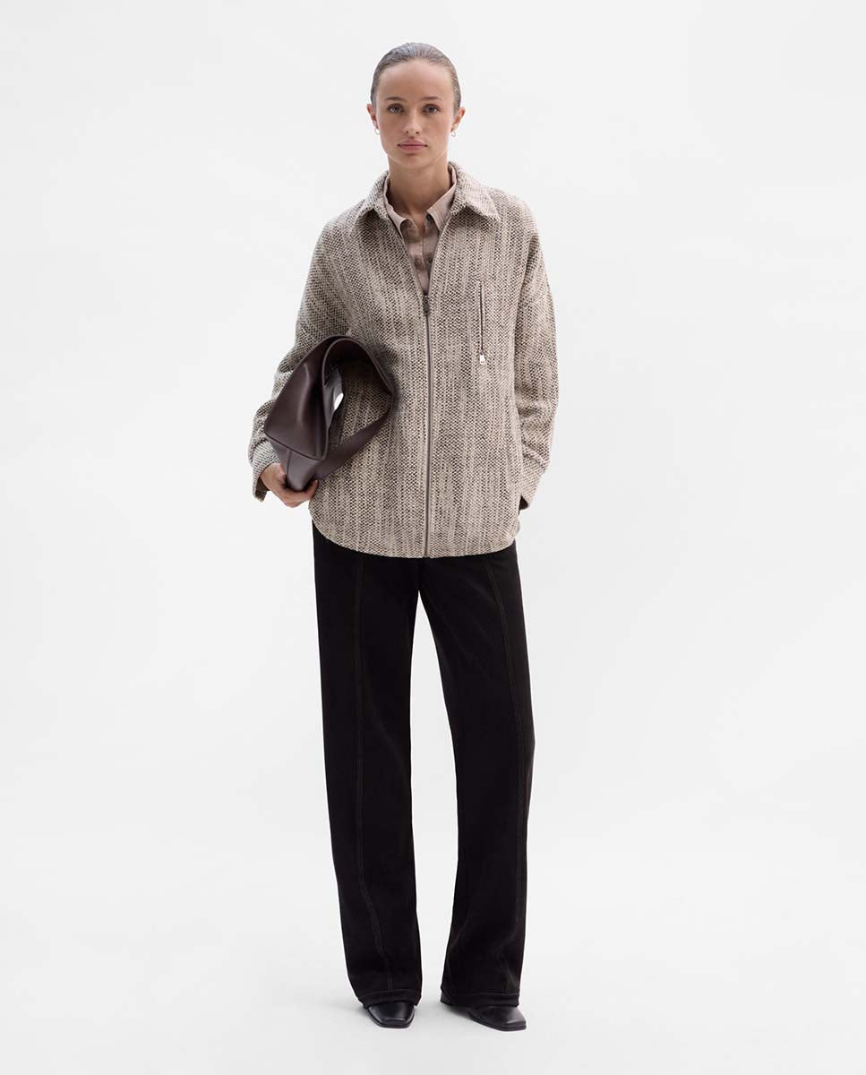 Tweed zip-up overshirt