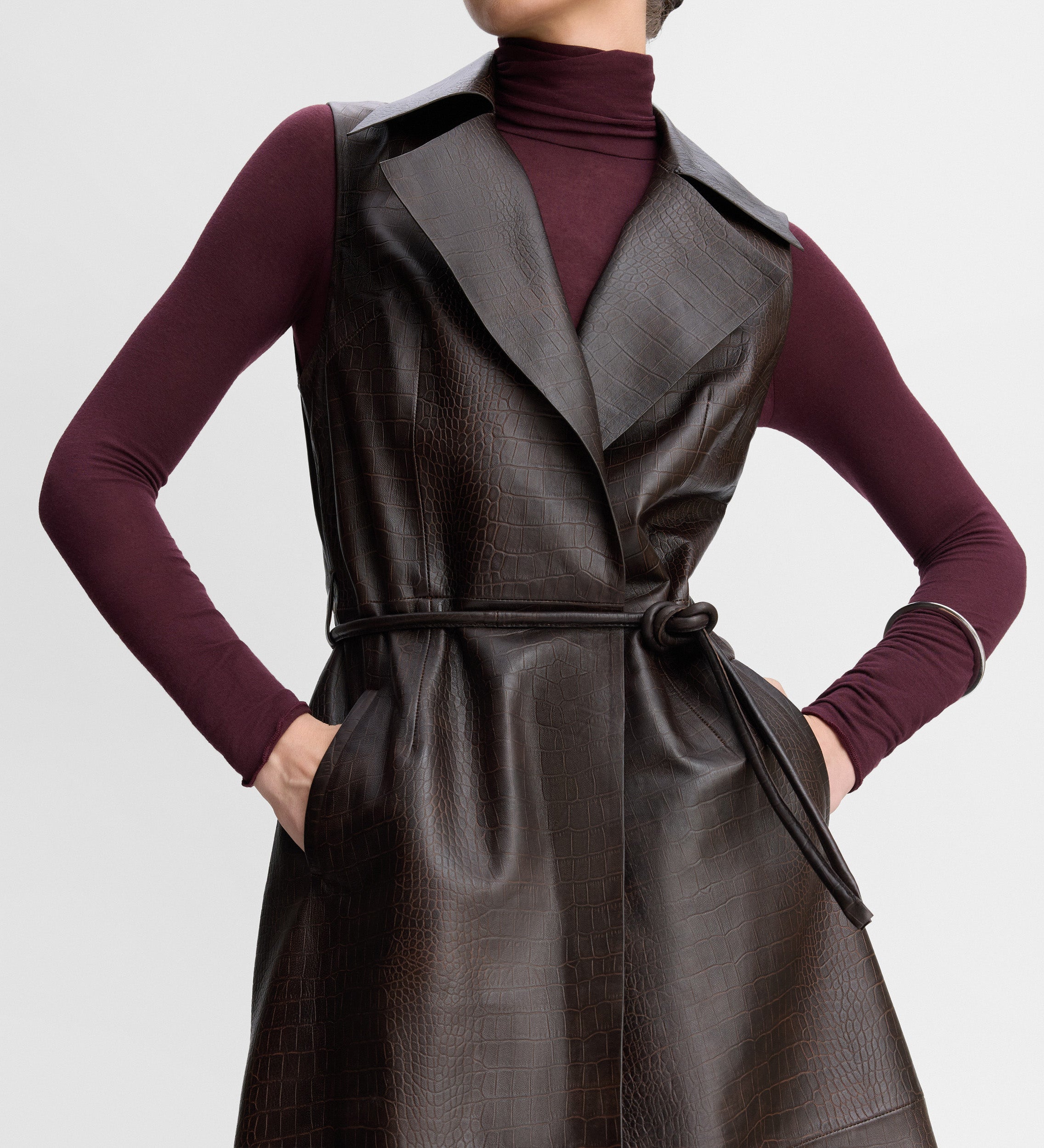 Embossed leather vest