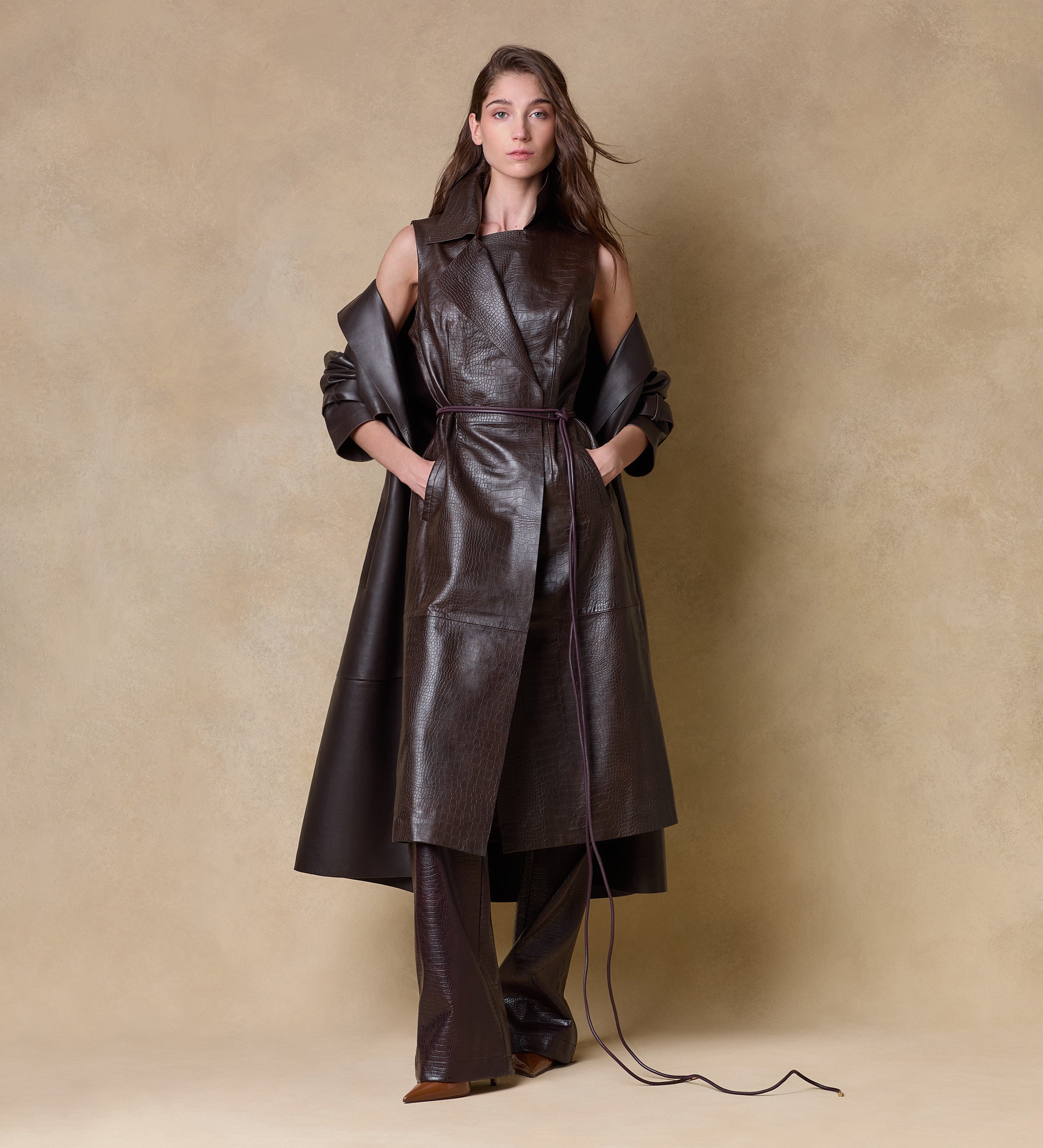Embossed leather vest