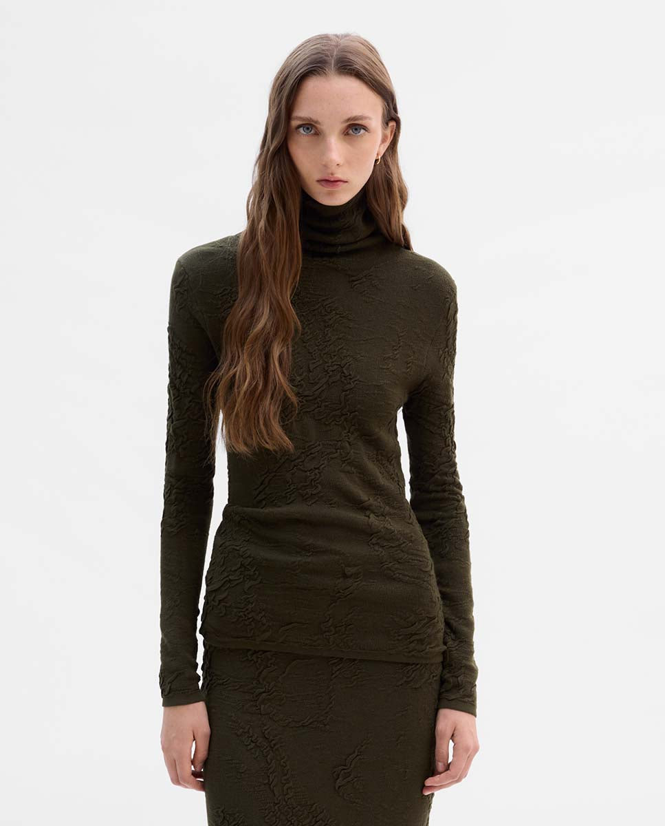 Textured turtleneck sweater