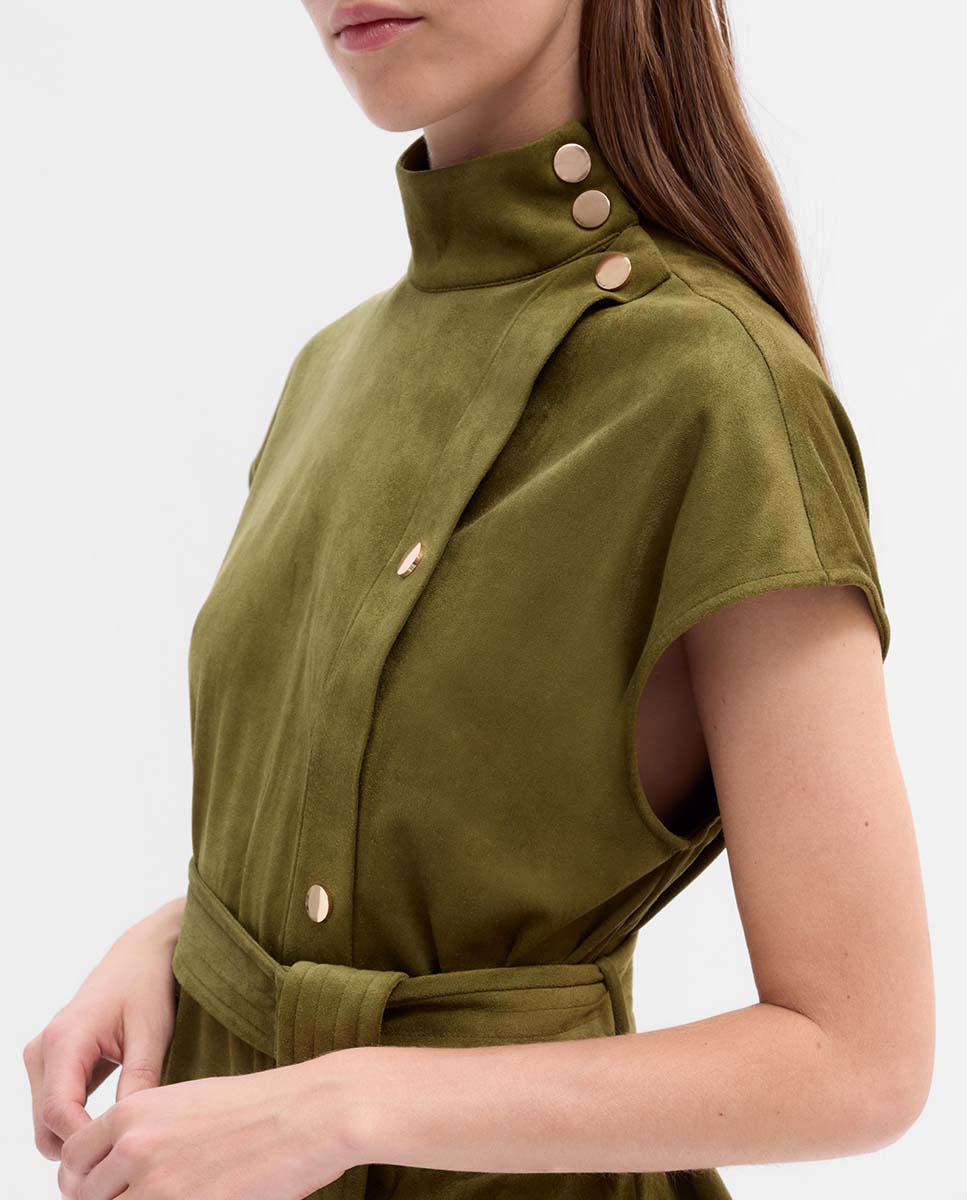 Top antelina cuello tira