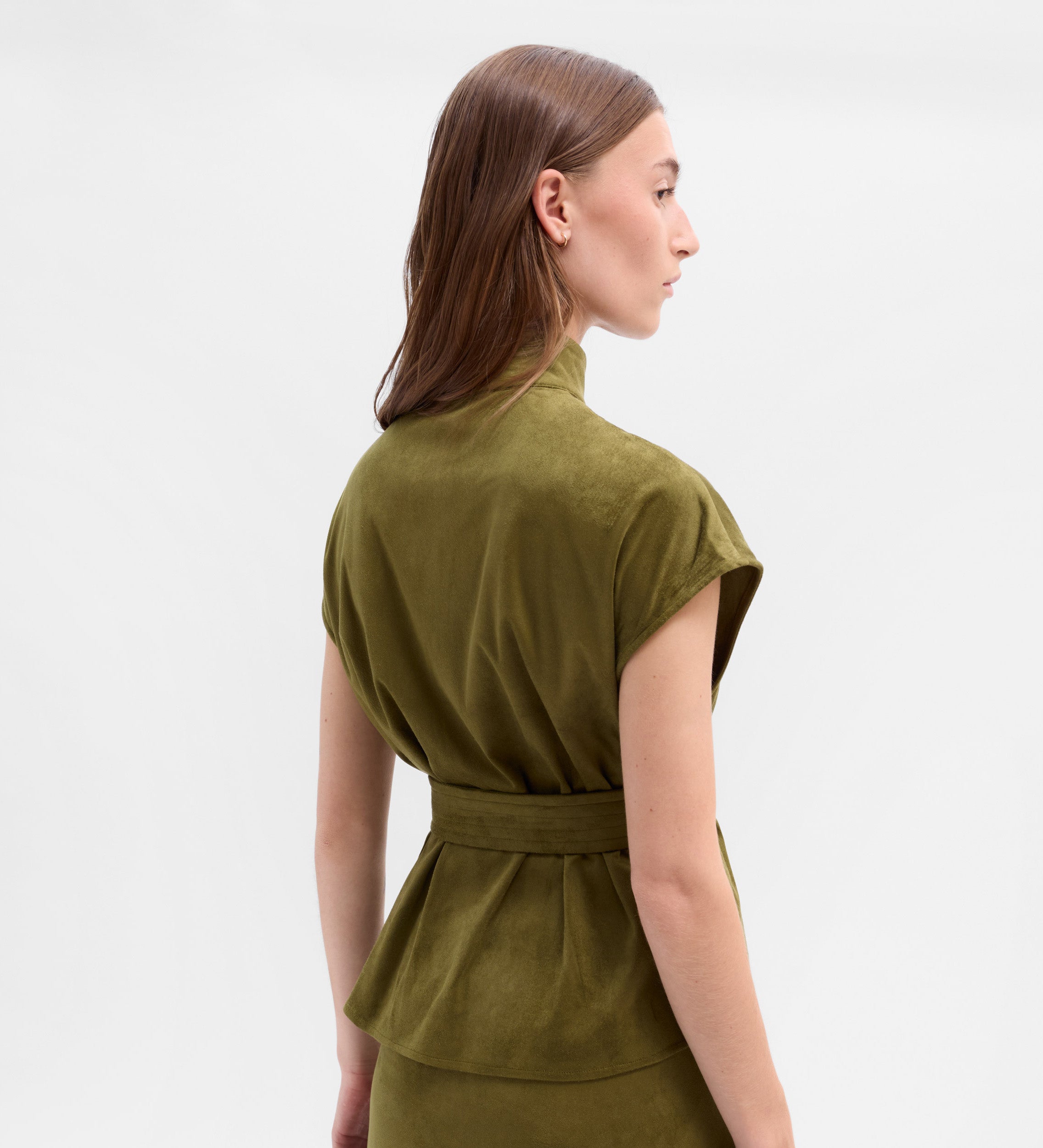 Haut daim col à bretelles