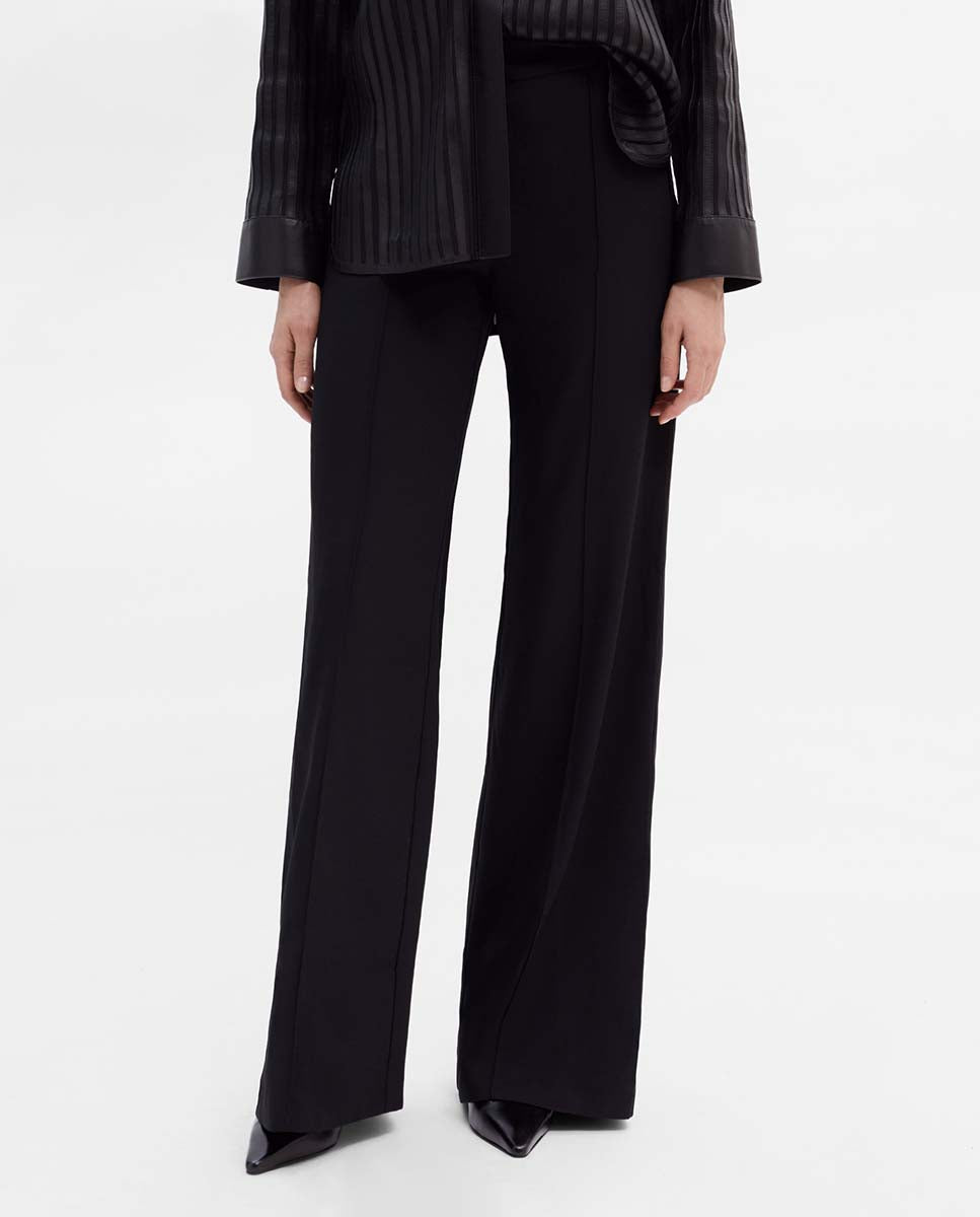 High-waisted flared trousers