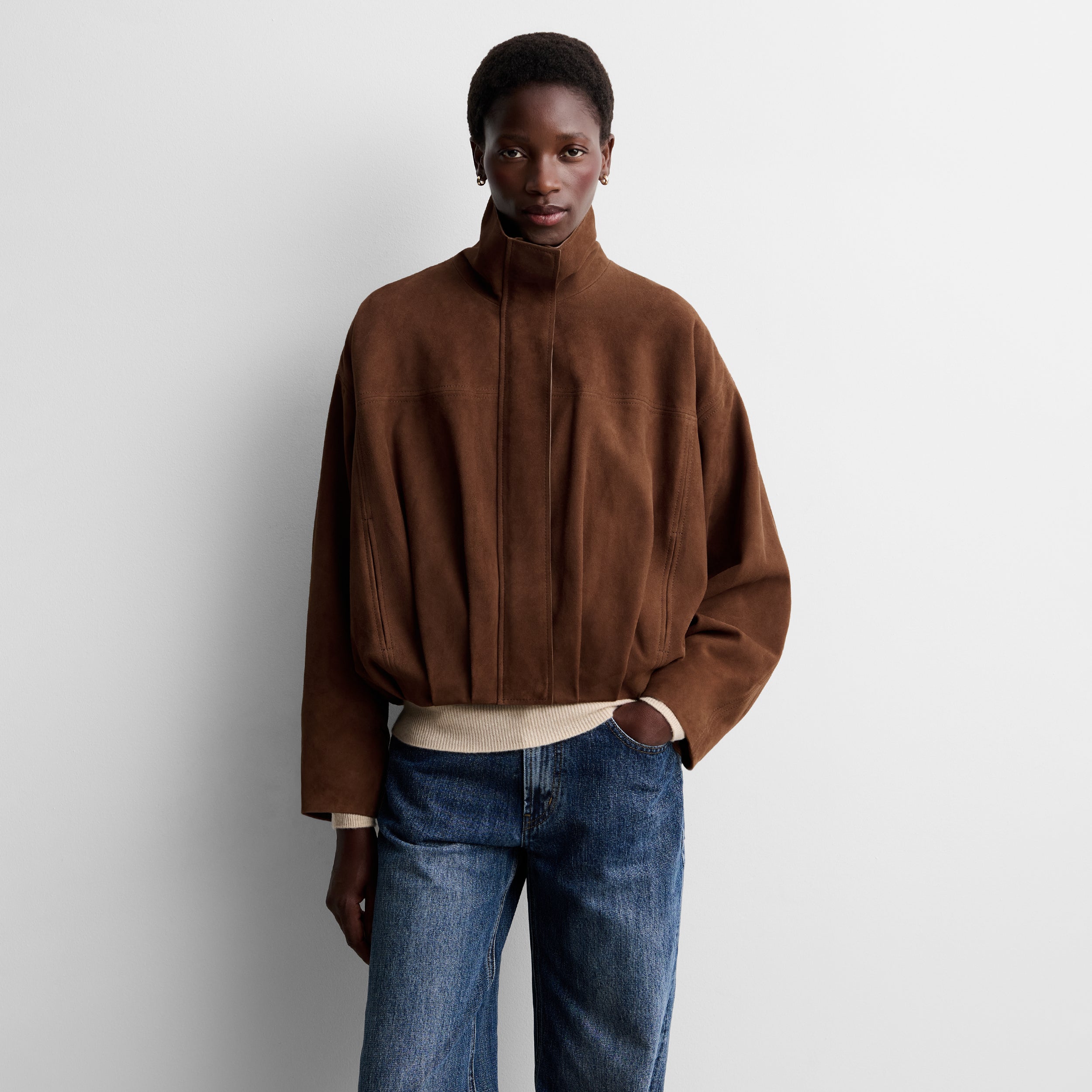 Suede bomber jacket