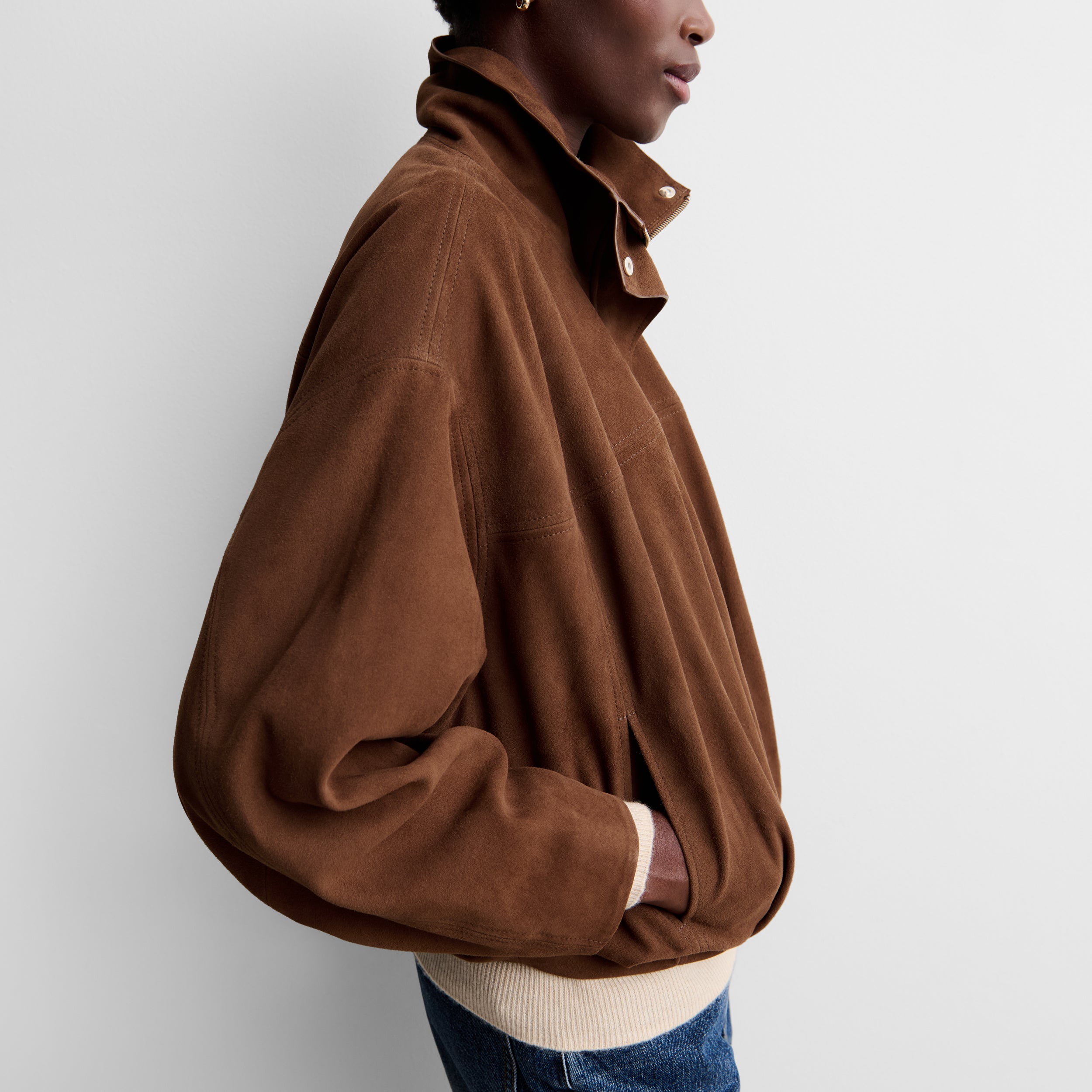Suede bomber jacket