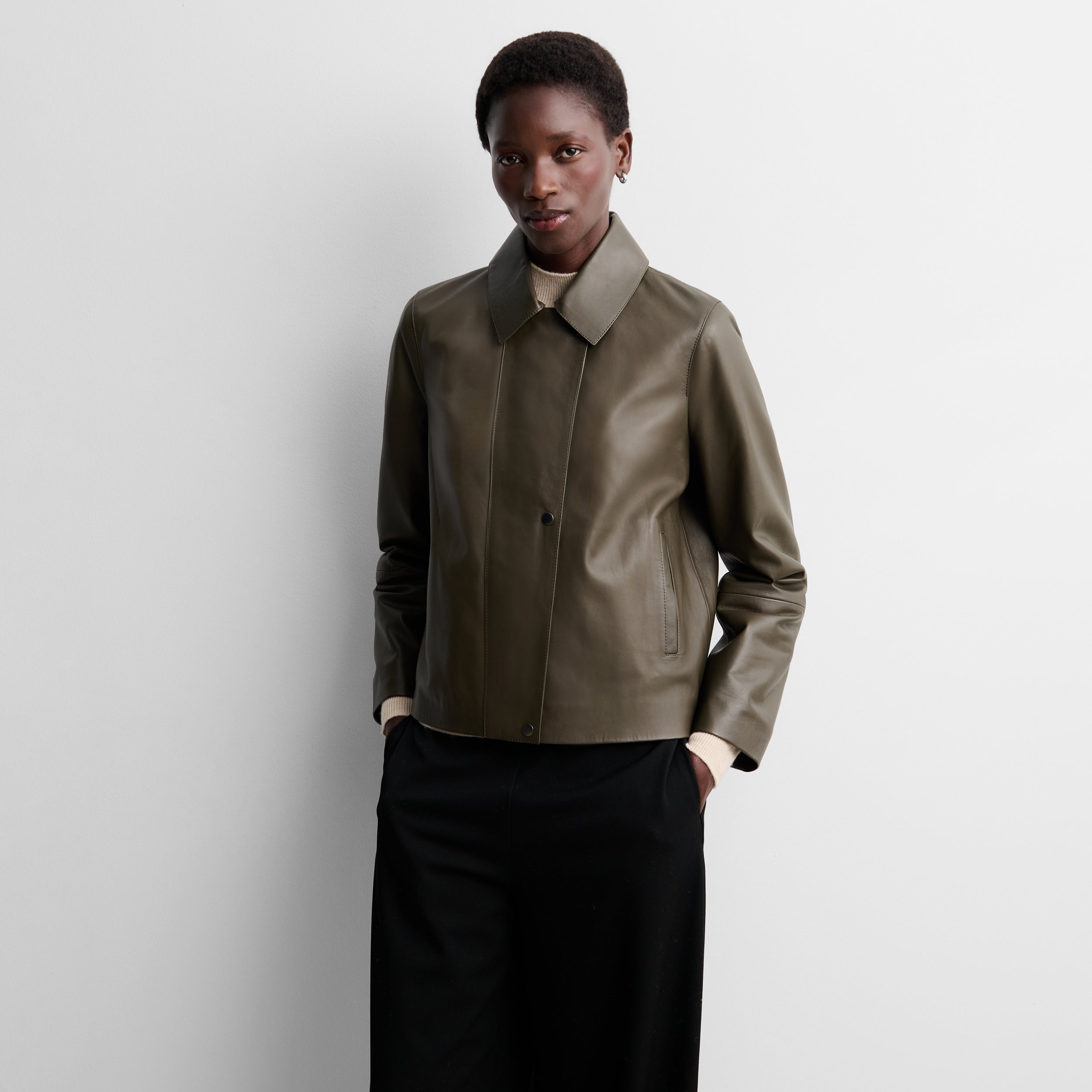 Short faux leather jacket