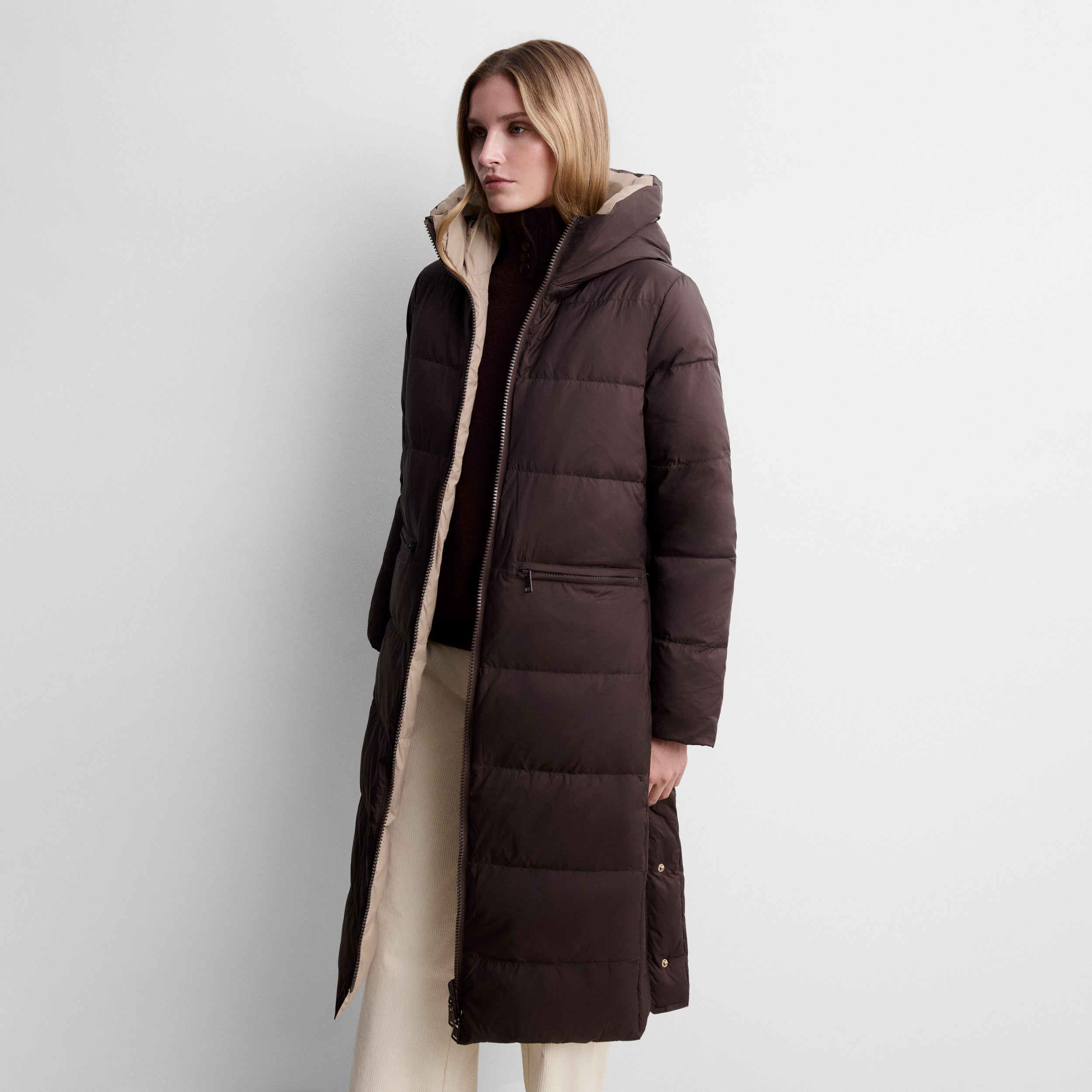 Long reversible puffer jacket
