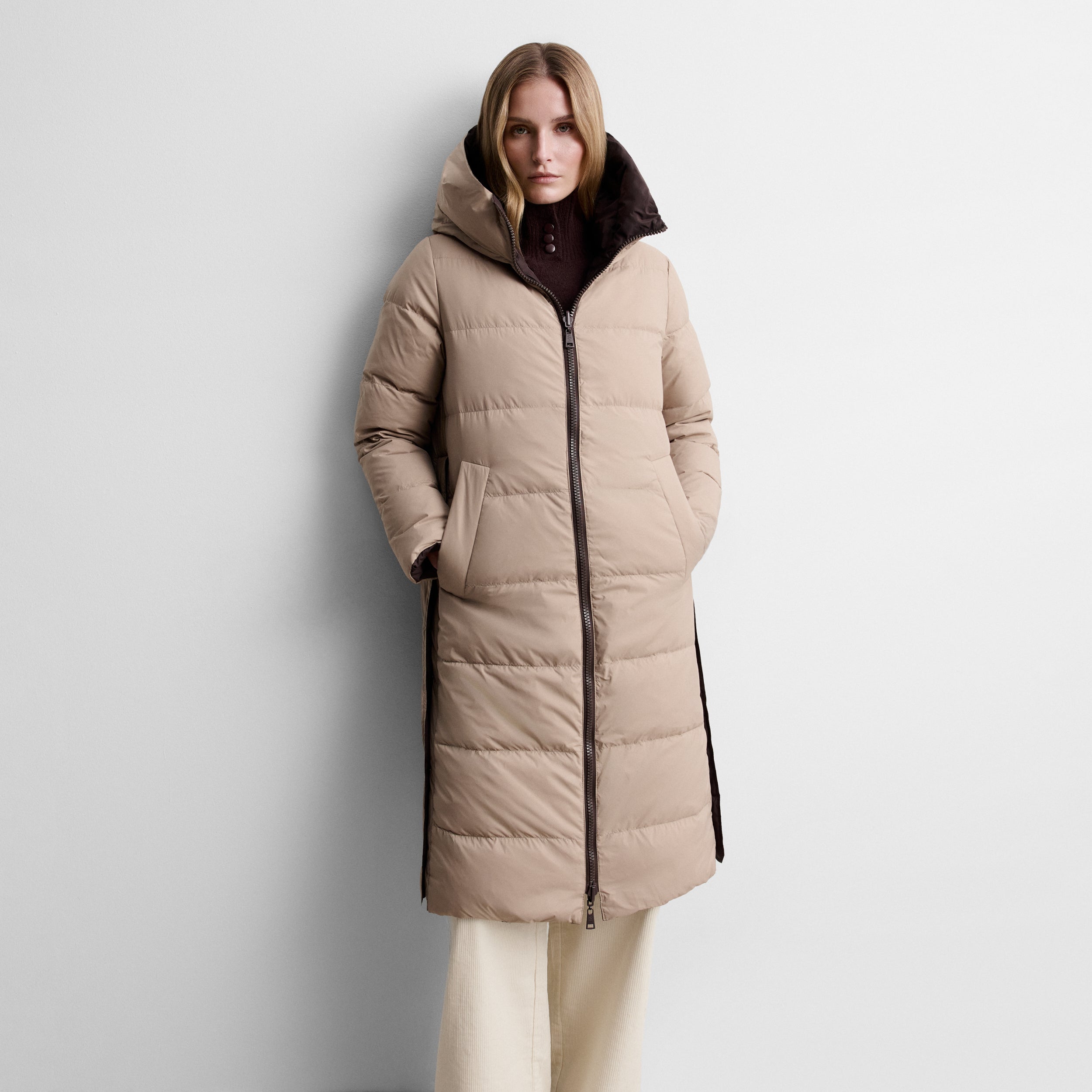 Long reversible puffer jacket