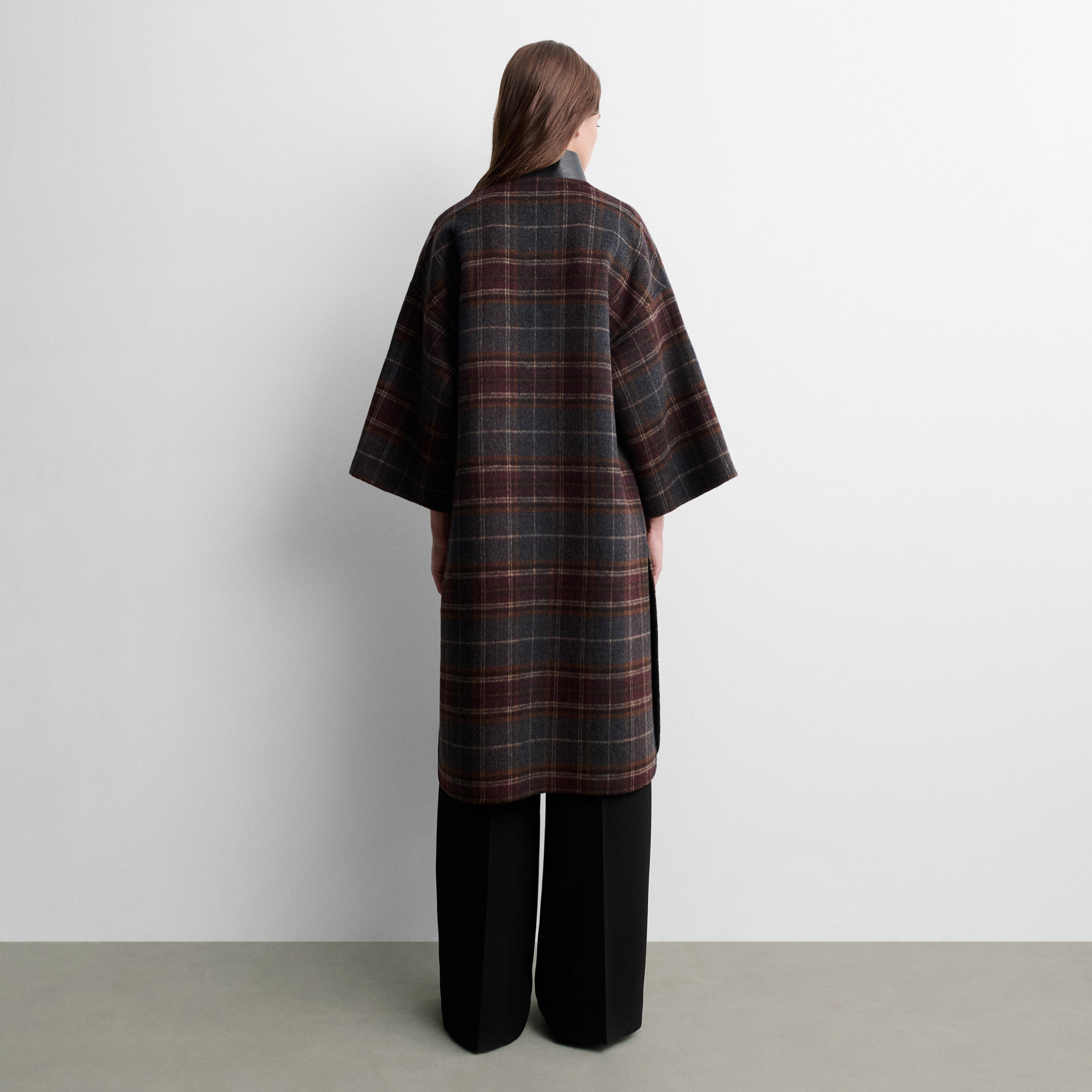 Reversible checked cape