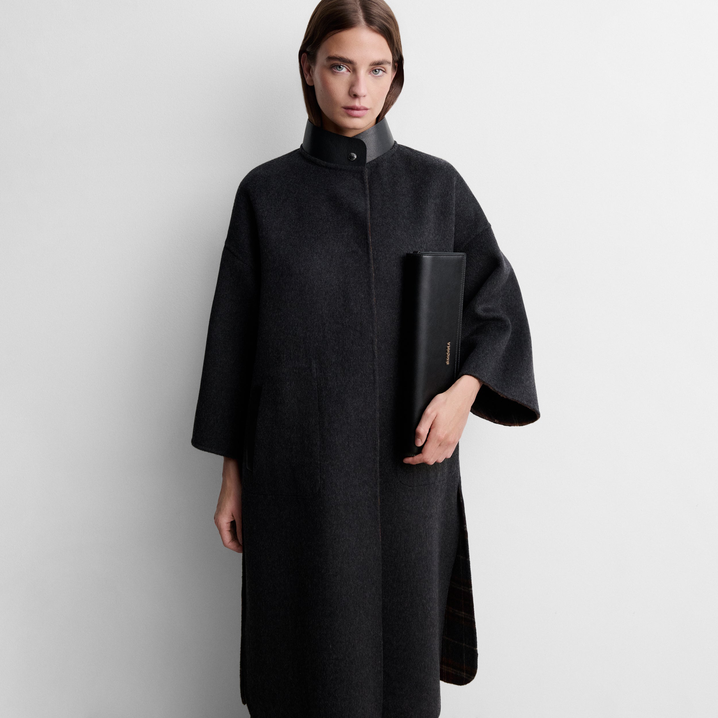Reversible checked cape