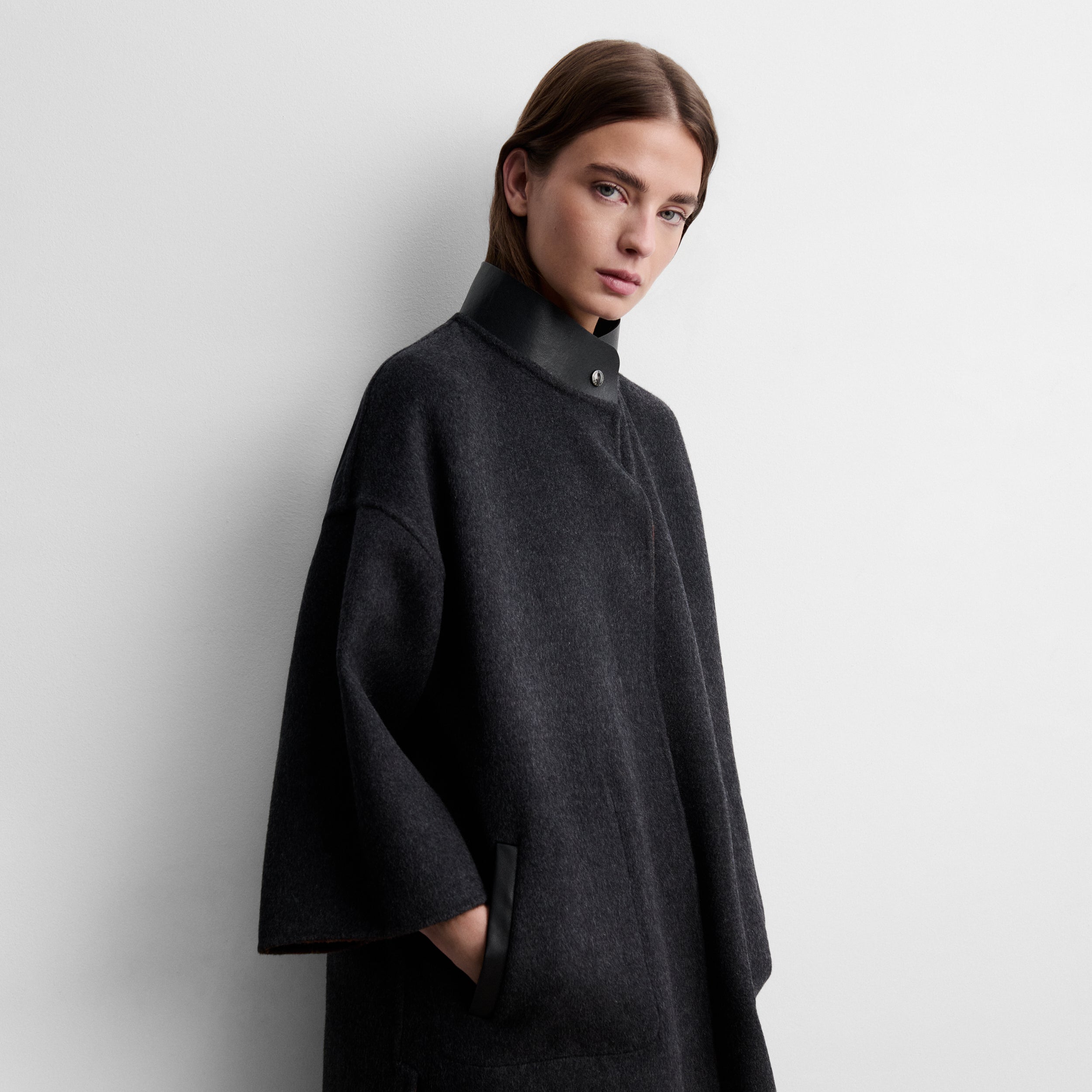 Reversible checked cape