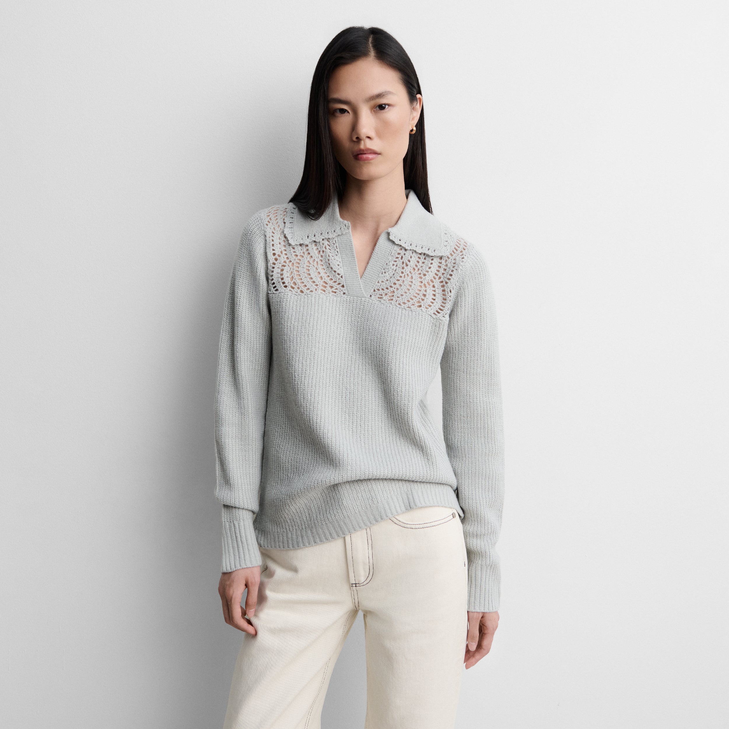 Pull polo ajouré