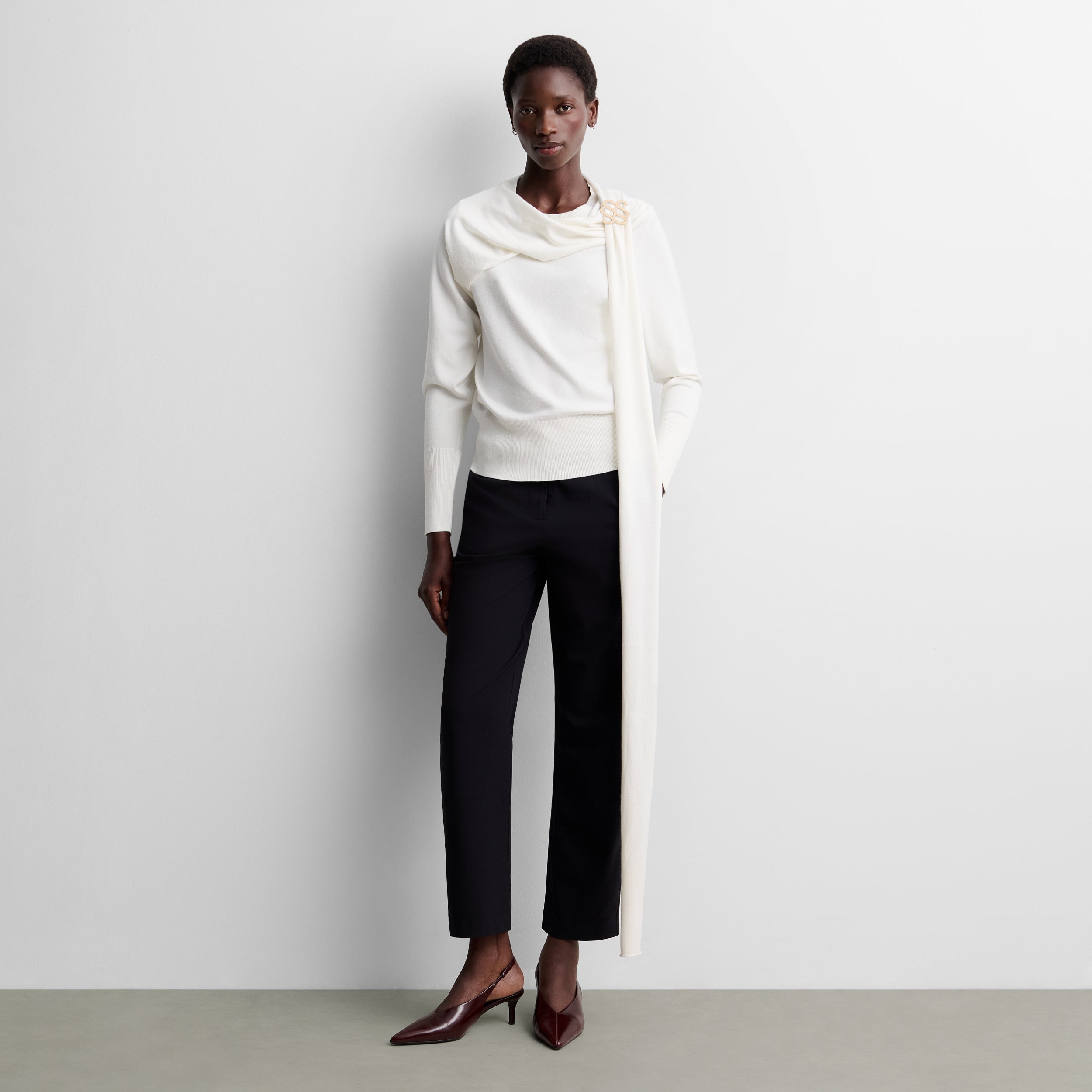 Sweater with scarf collar