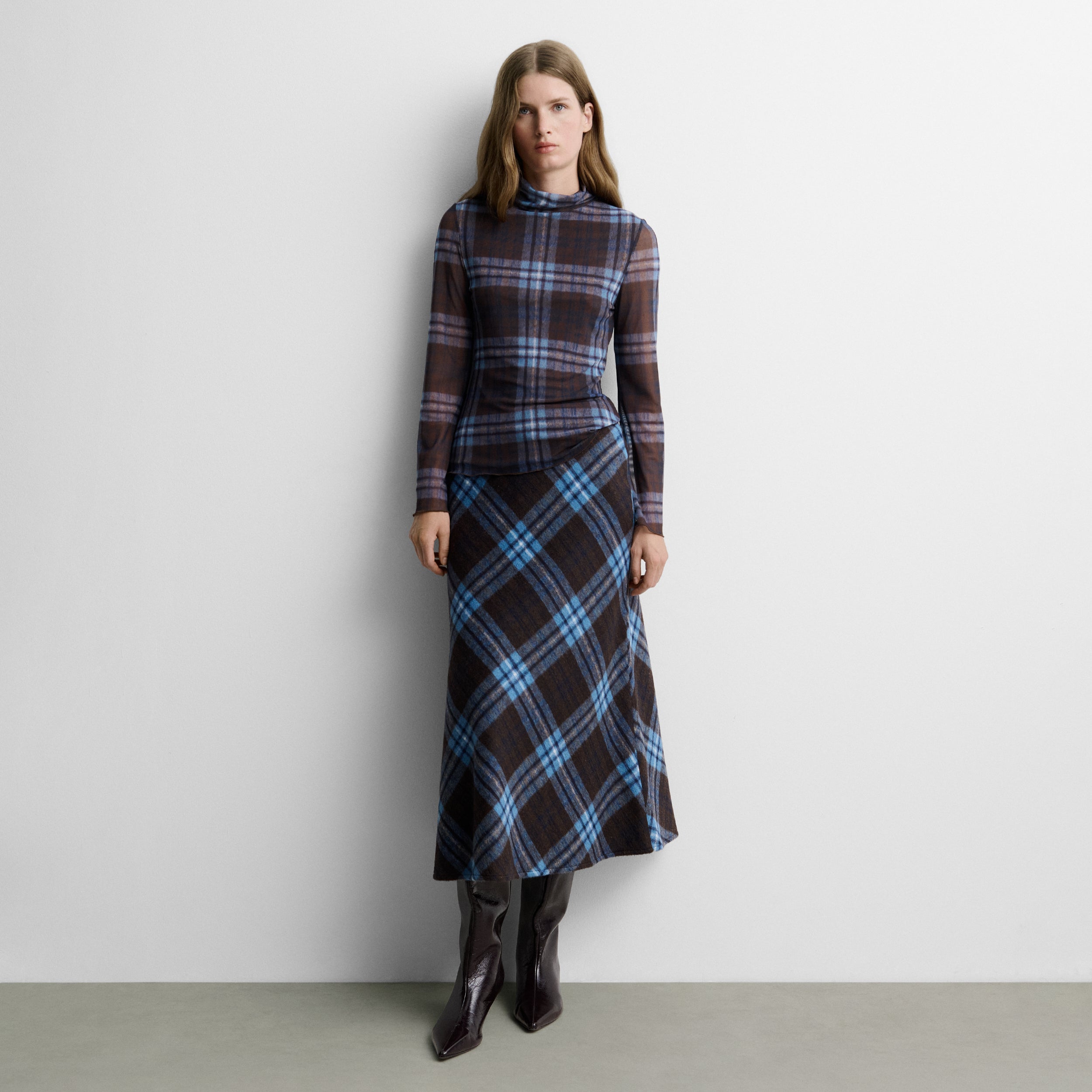Checked midi skirt