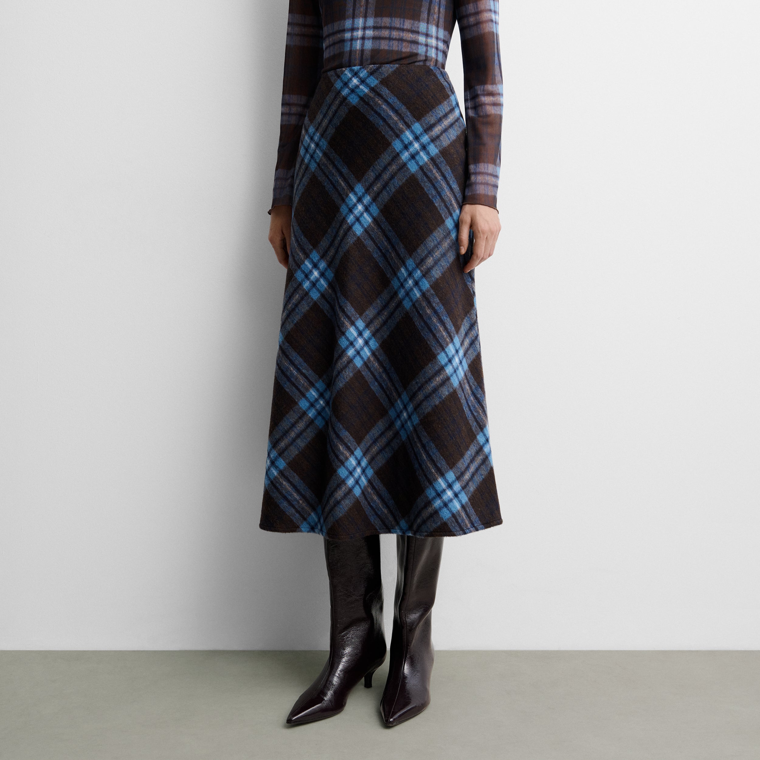 Checked midi skirt