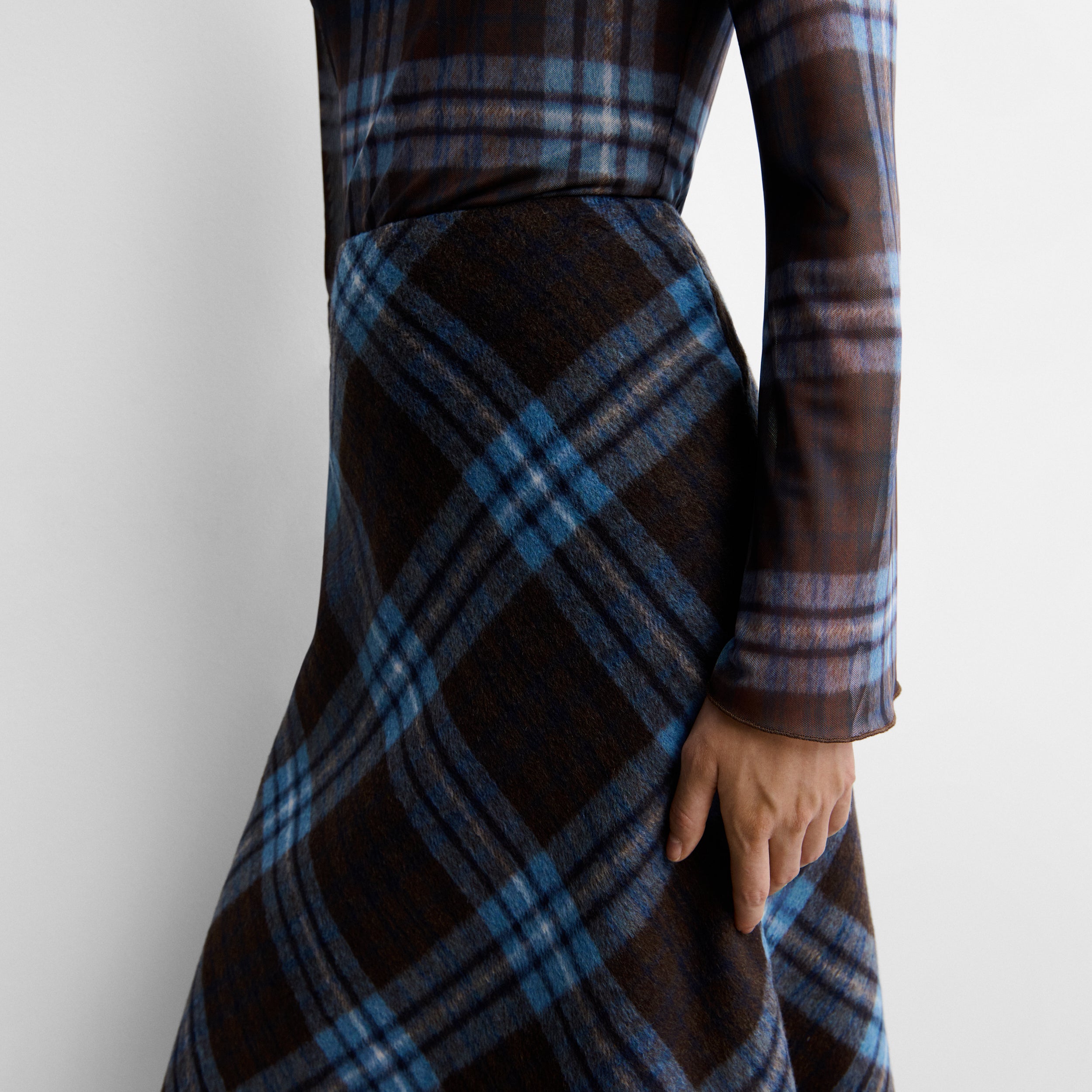 Checked midi skirt