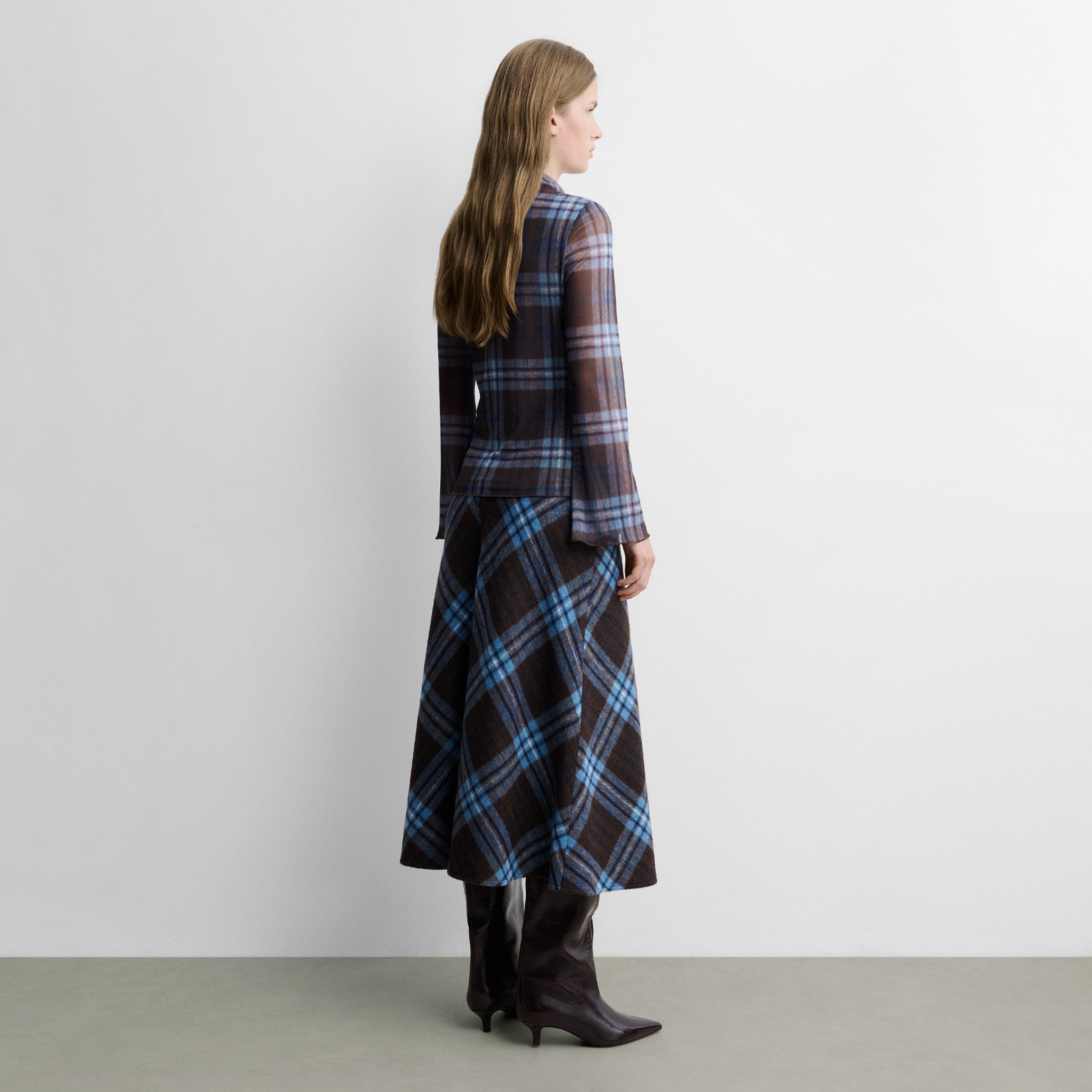 Checked midi skirt