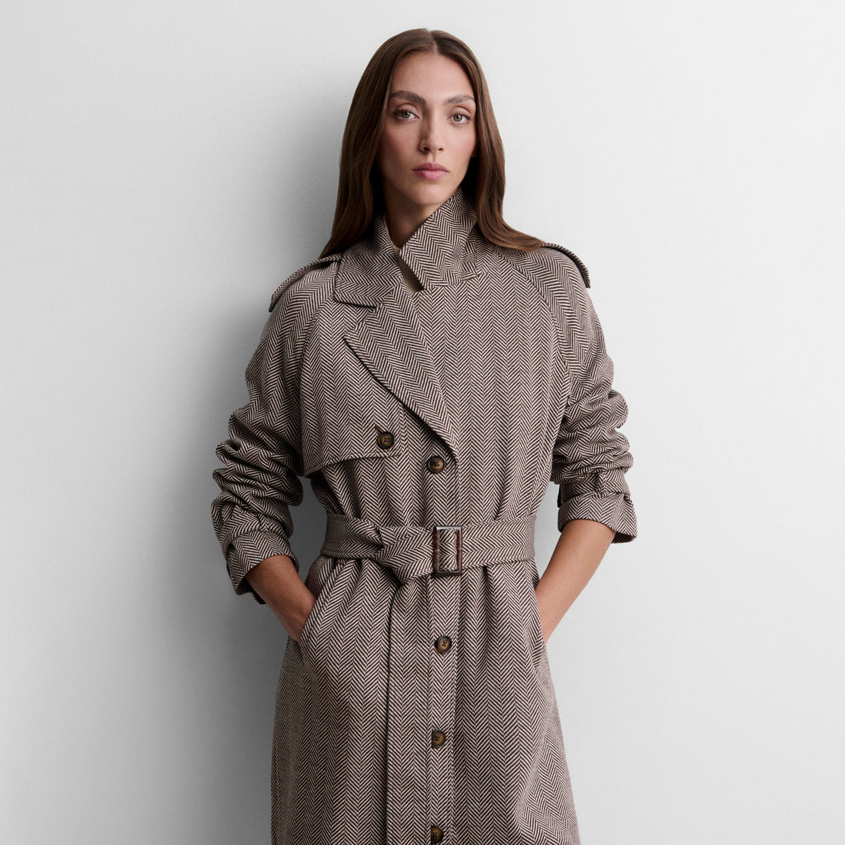 Trench long à motif chevrons