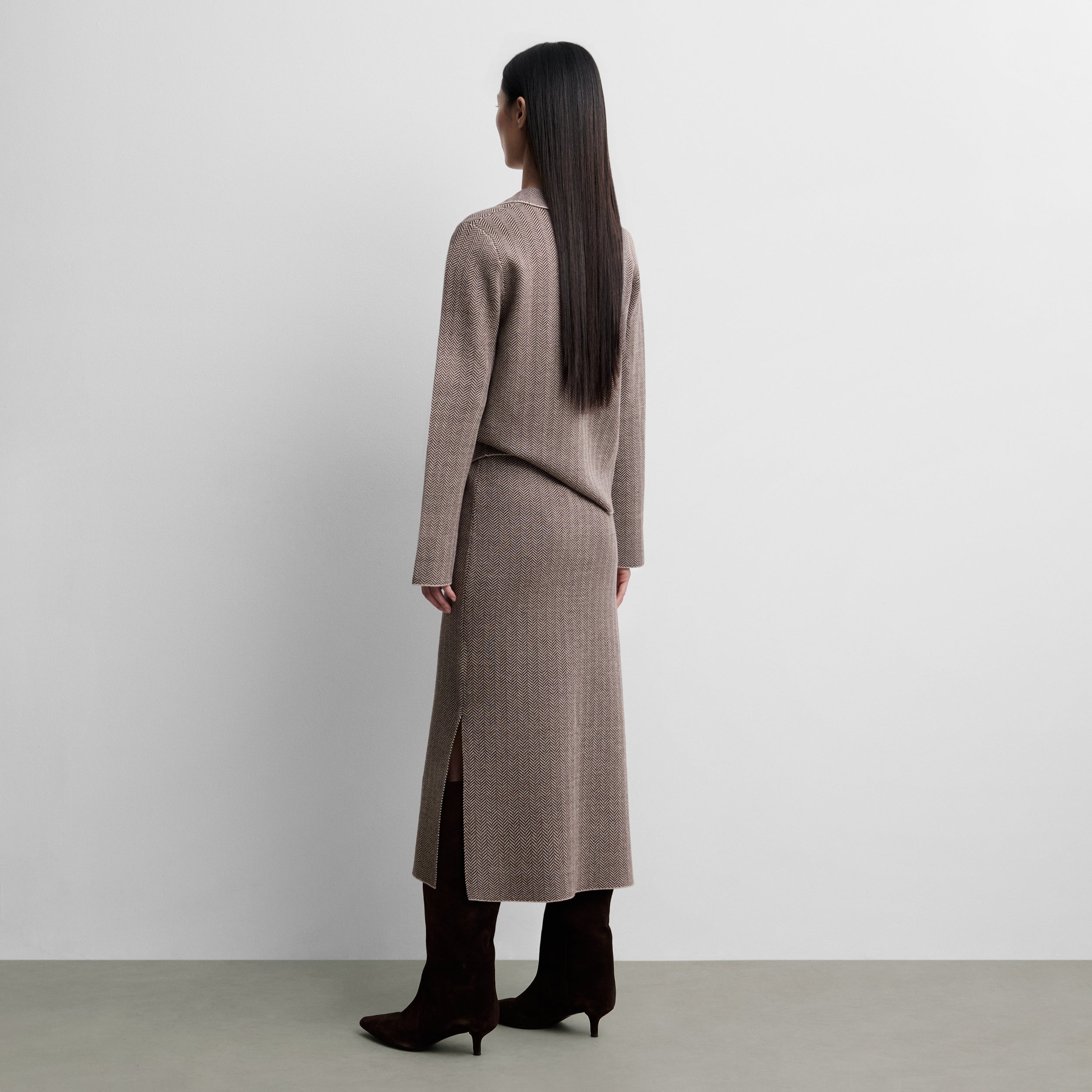 Herringbone knit skirt