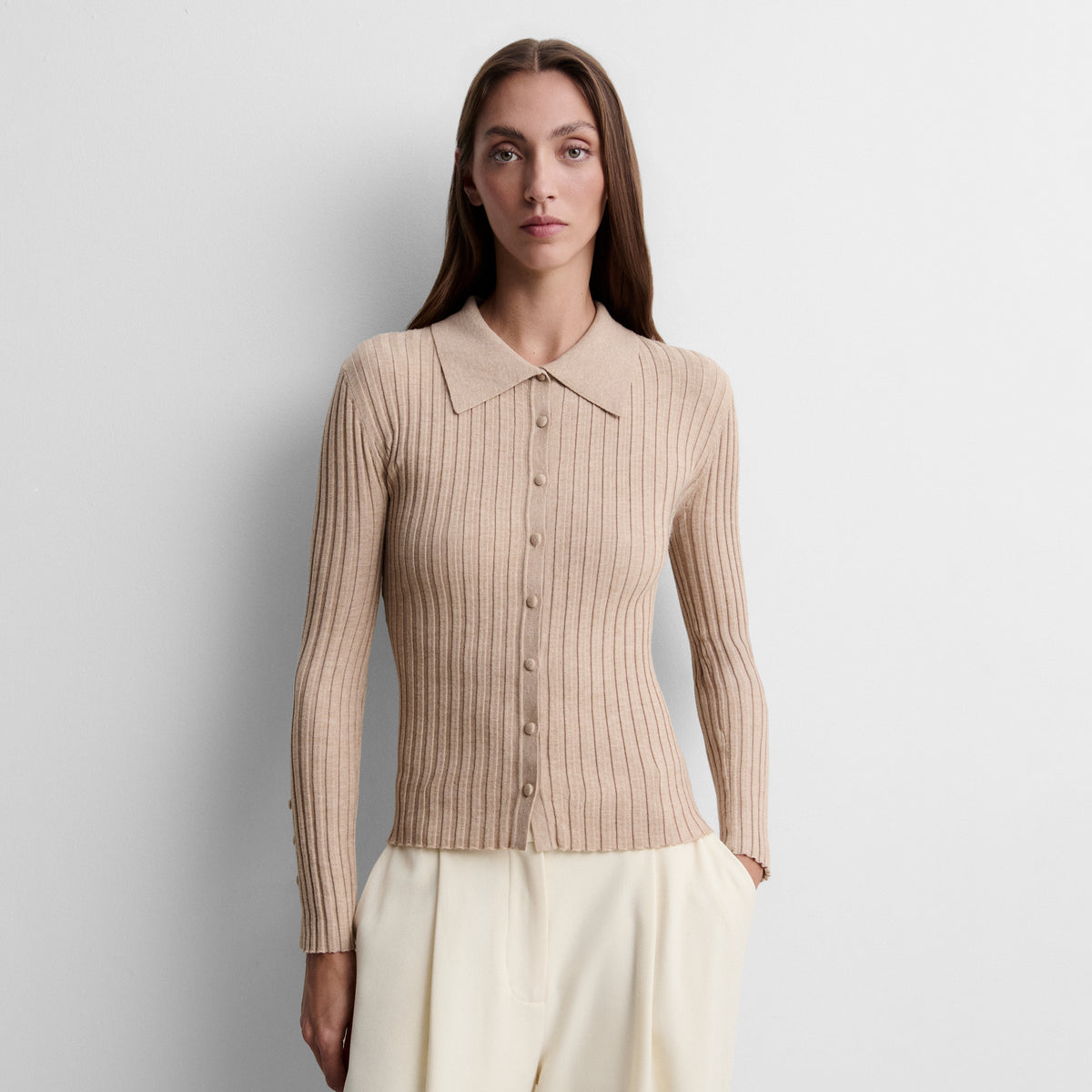 Cárdigan punto cuello camisero