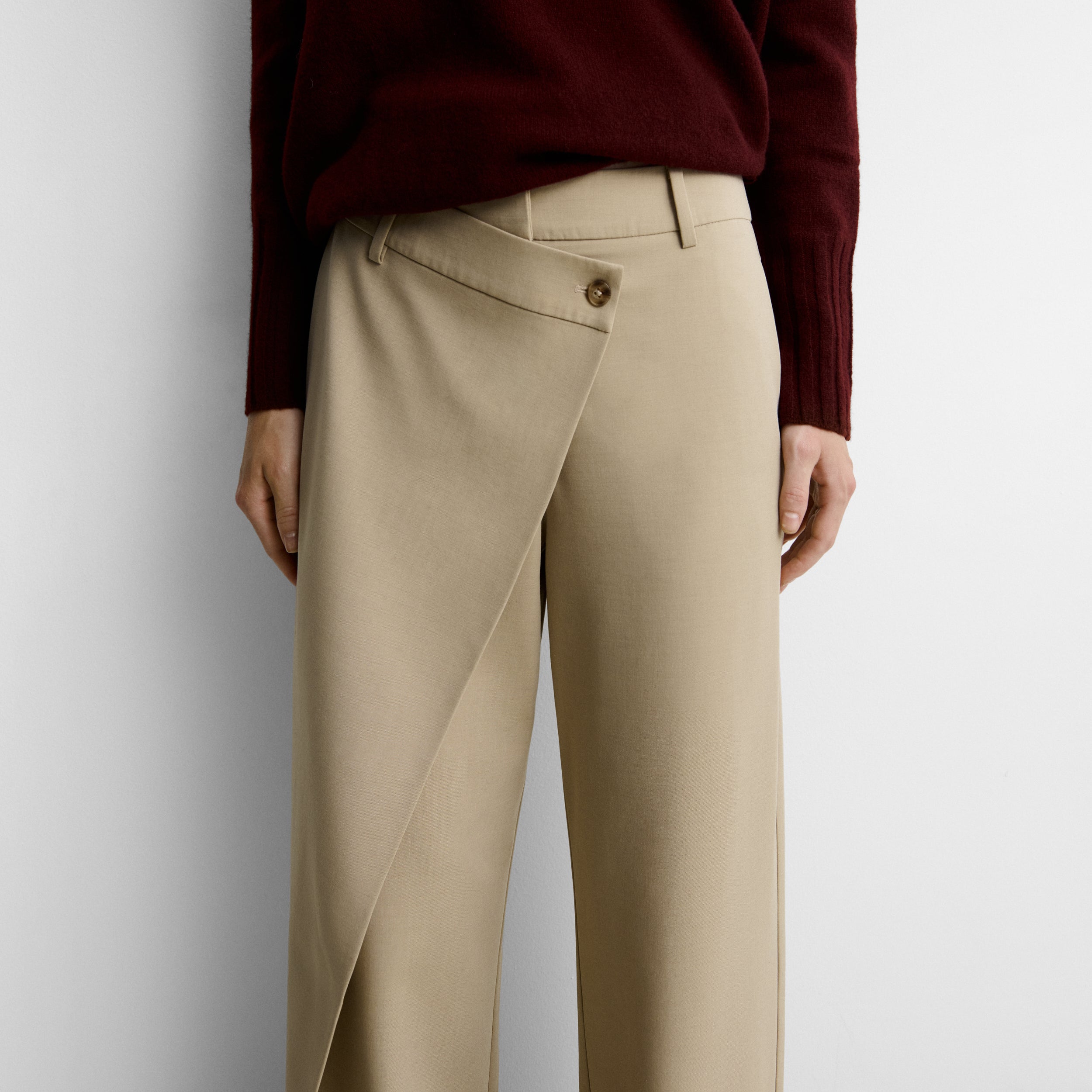 Straight trousers with wrap effect