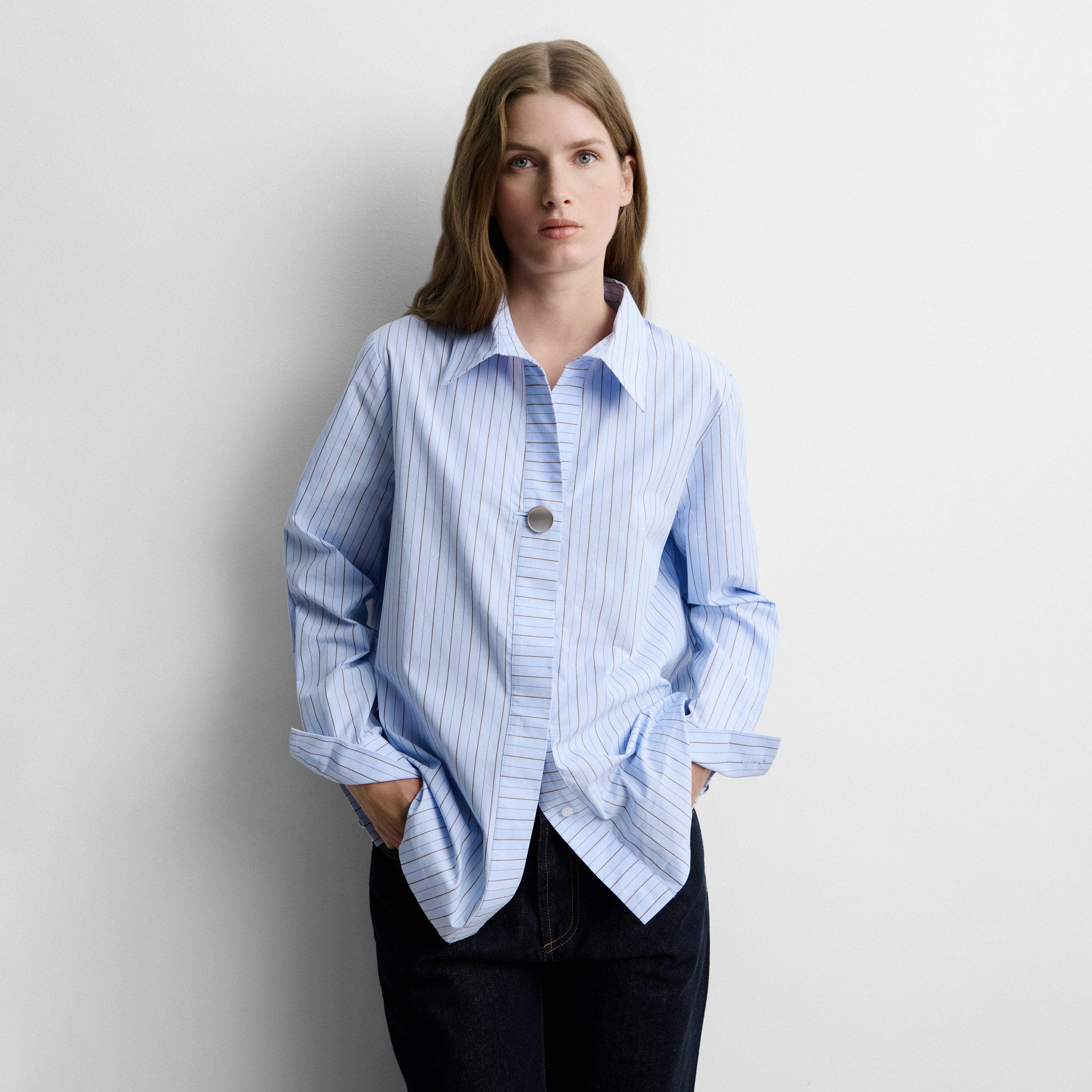 Striped button-up shirt