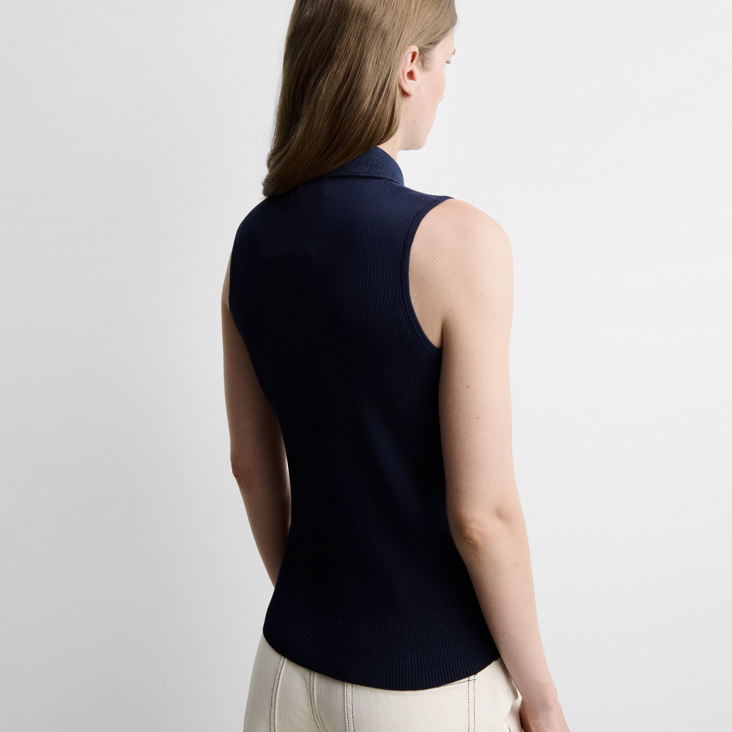 Two-material knit top