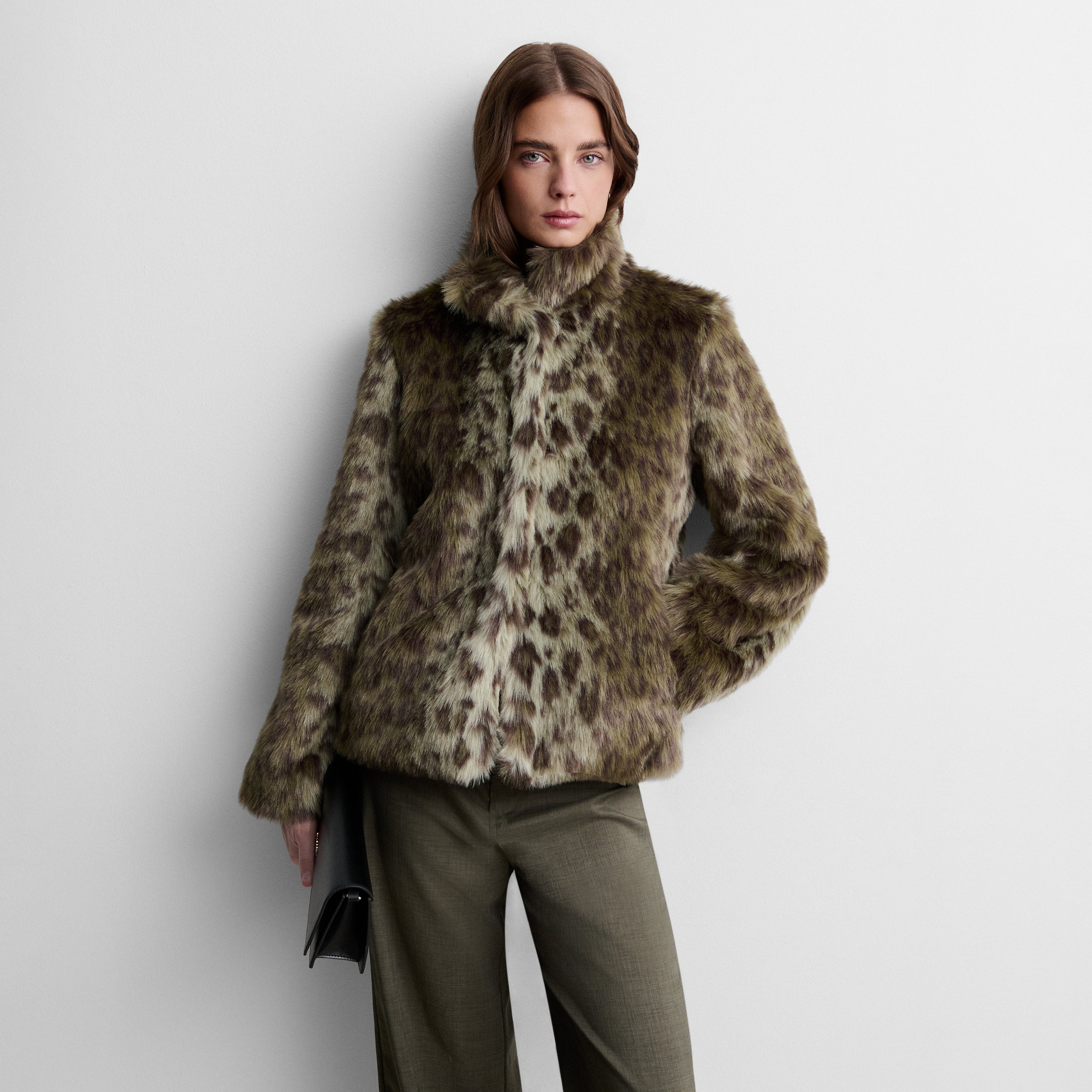 Printed faux-fur effect jacket
