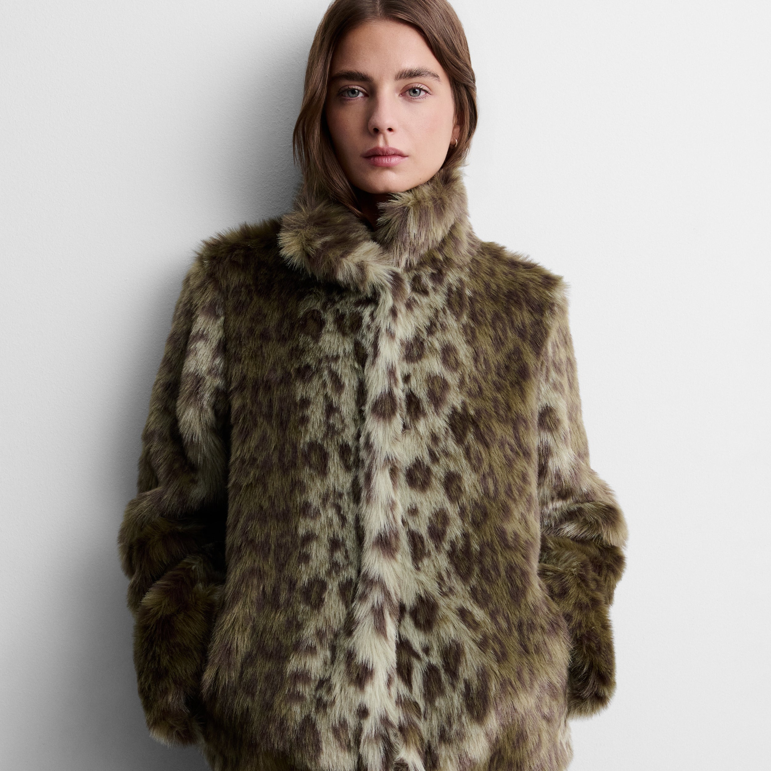 Printed faux-fur effect jacket